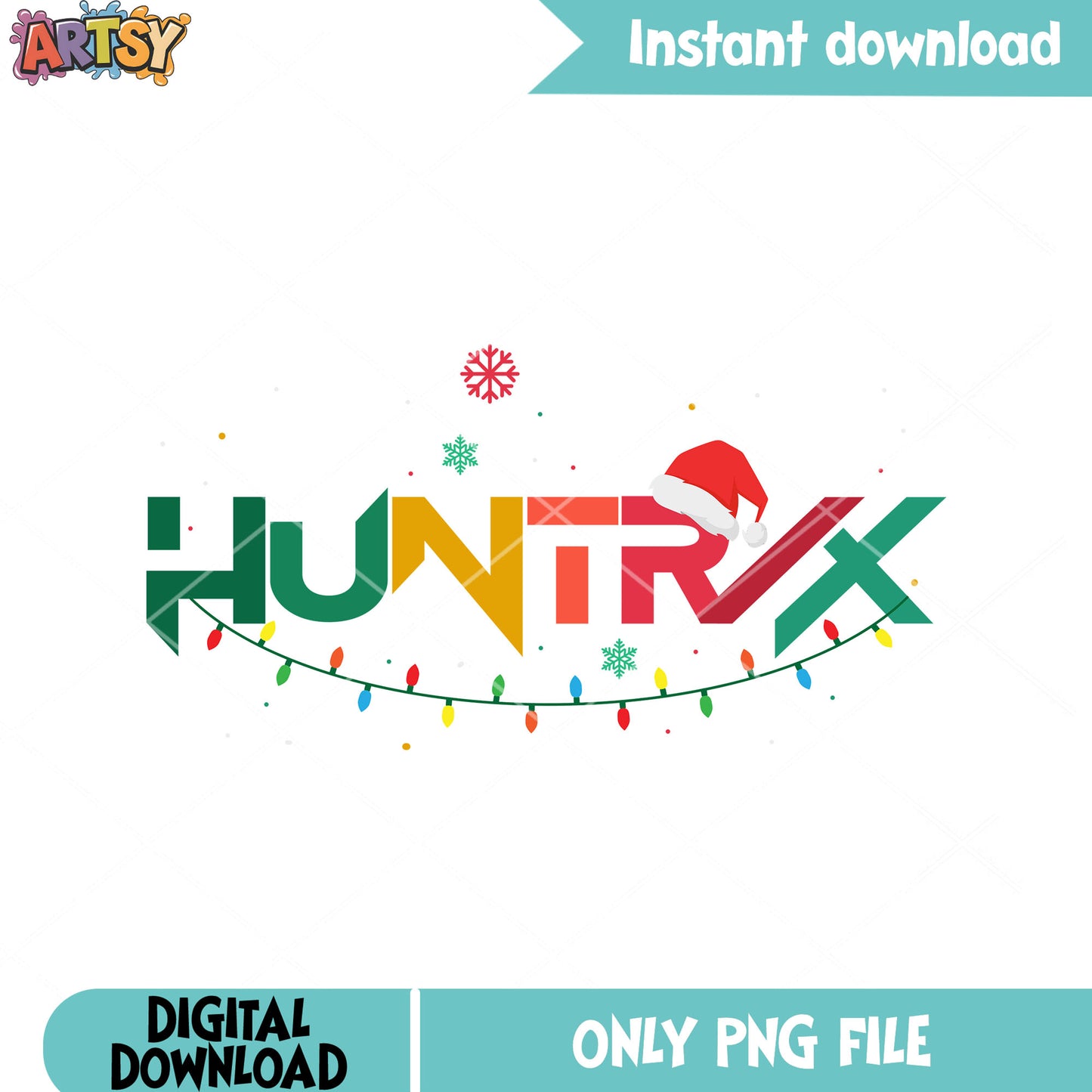 Huntrix string light noel png, kpop demon hunters png, santa hat png