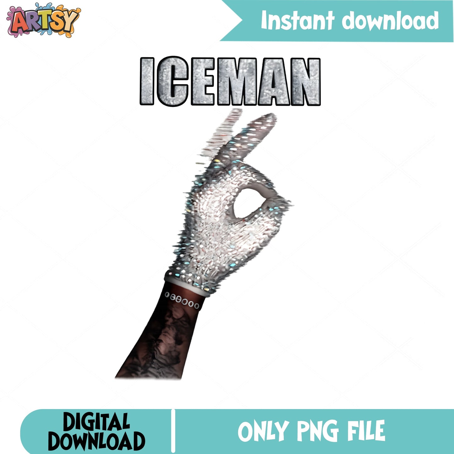 Iceman Bling Hand PNG, Rapper Sublimation PNG, Drip PNG