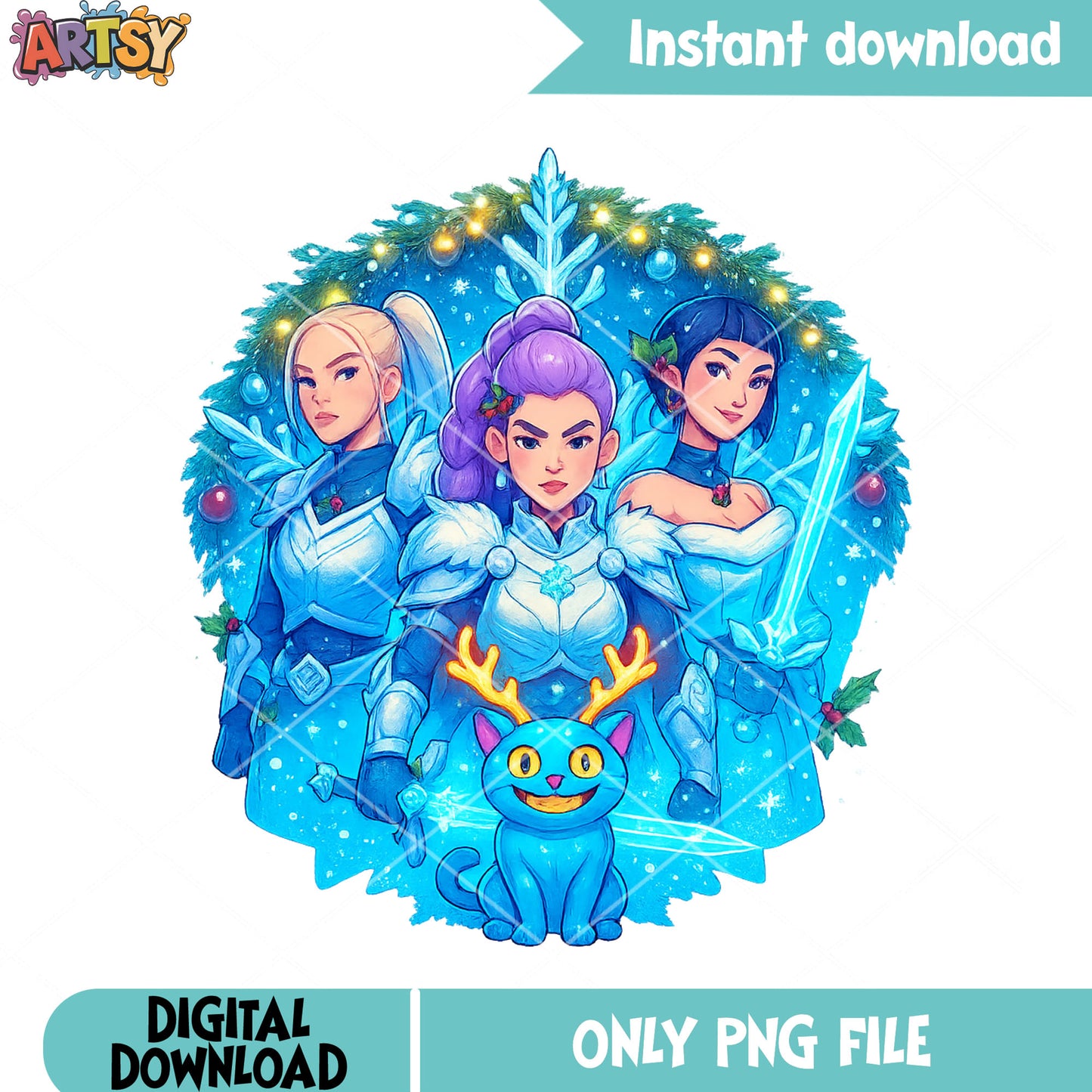 Ice warrior huntrix christmas png, derpy png, kpop demon hunters png
