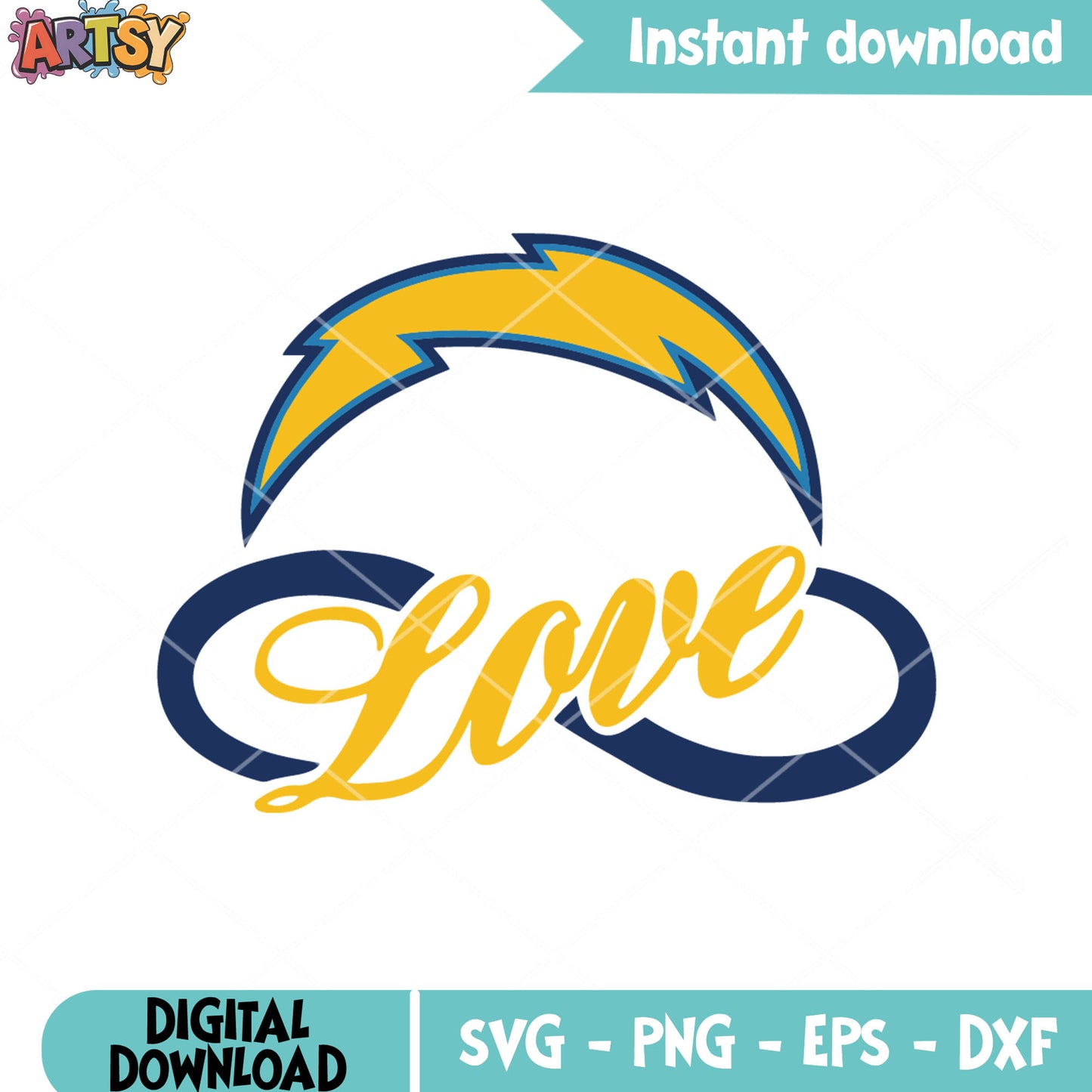 Infinity love thunder svg, Los angeles chargers svg, boltman svg