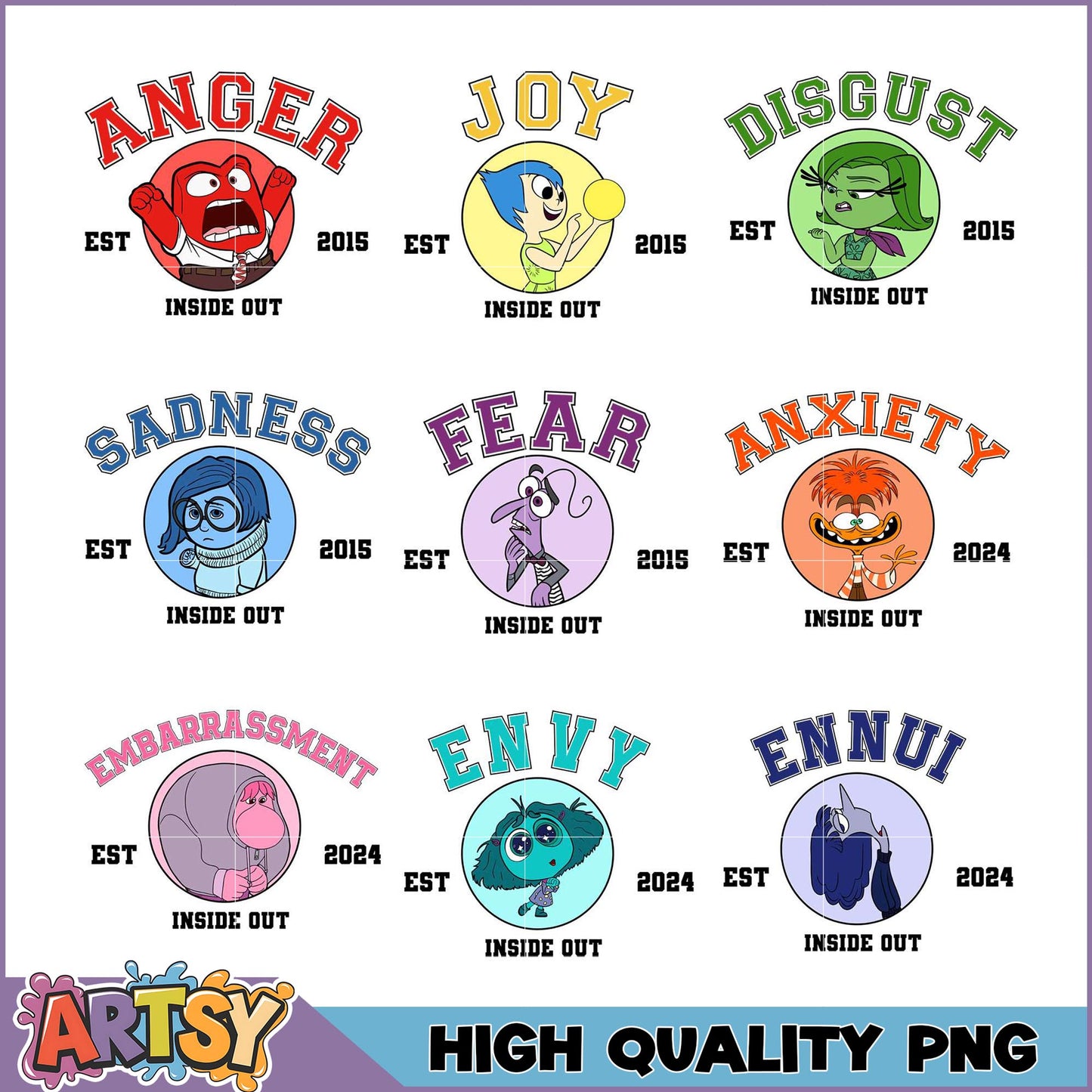 Inside Out Emotions PNG Bundle High Quality Designs