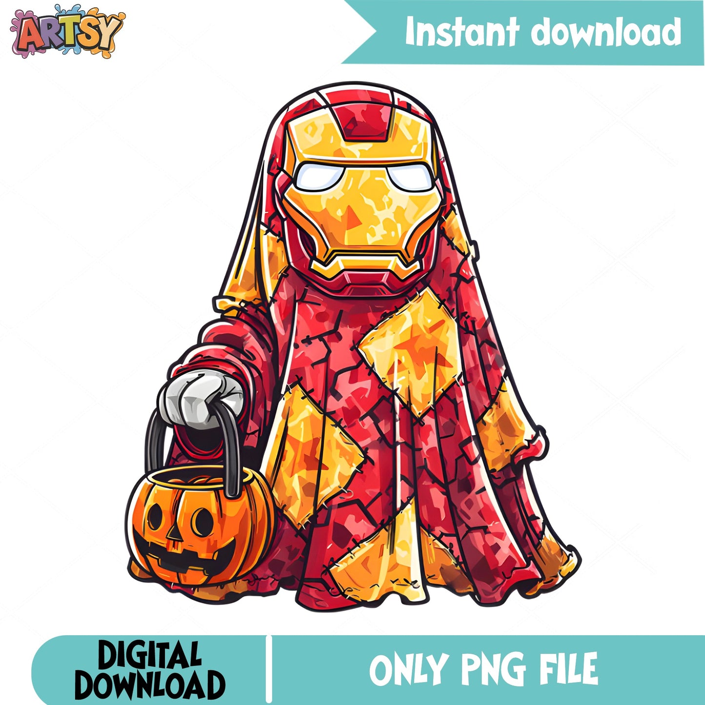 Iron Man Ghost Halloween PNG, Superhero Halloween PNG, Trick Or Treat PNG
