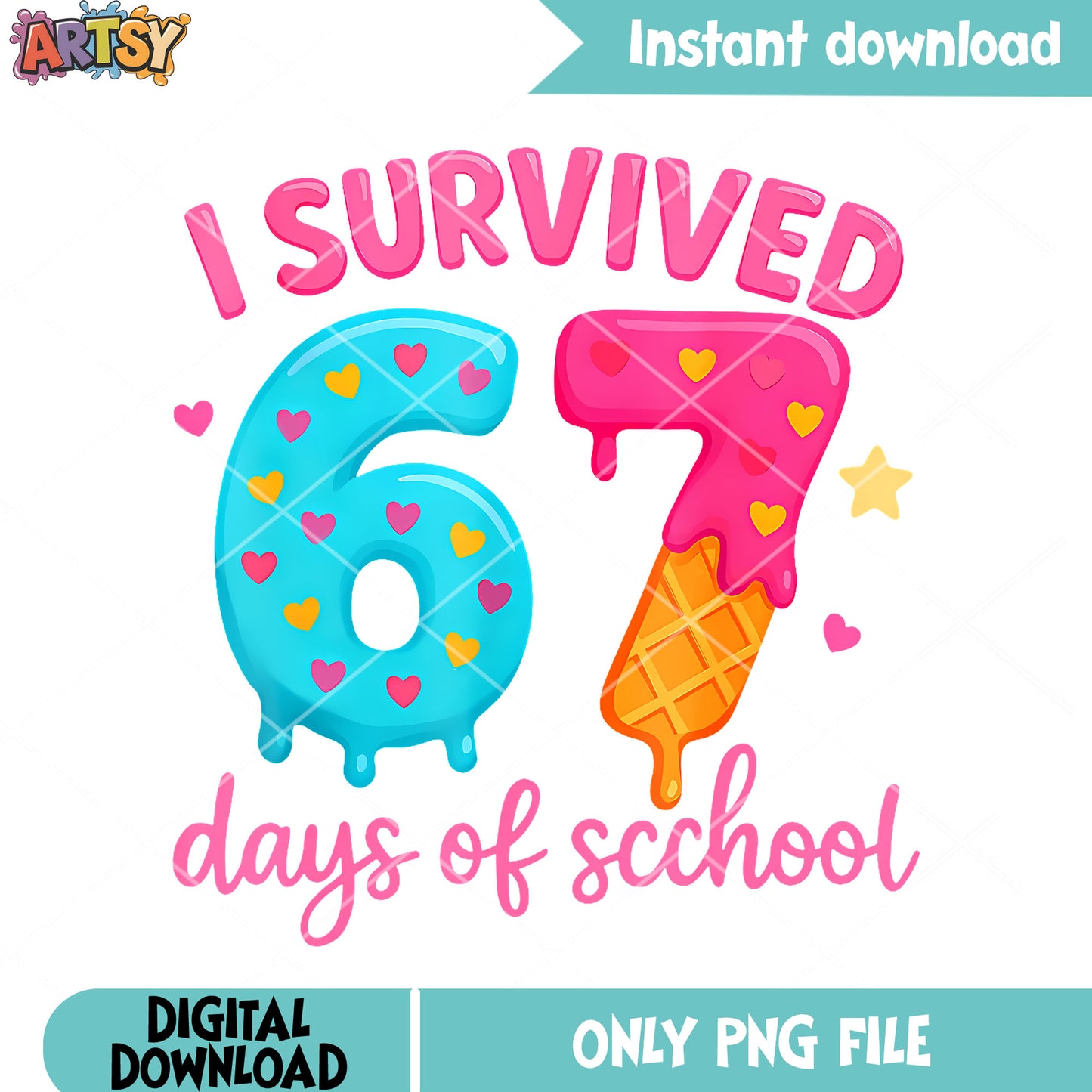 I survived ice cream of school png, six seven png, funny memes png