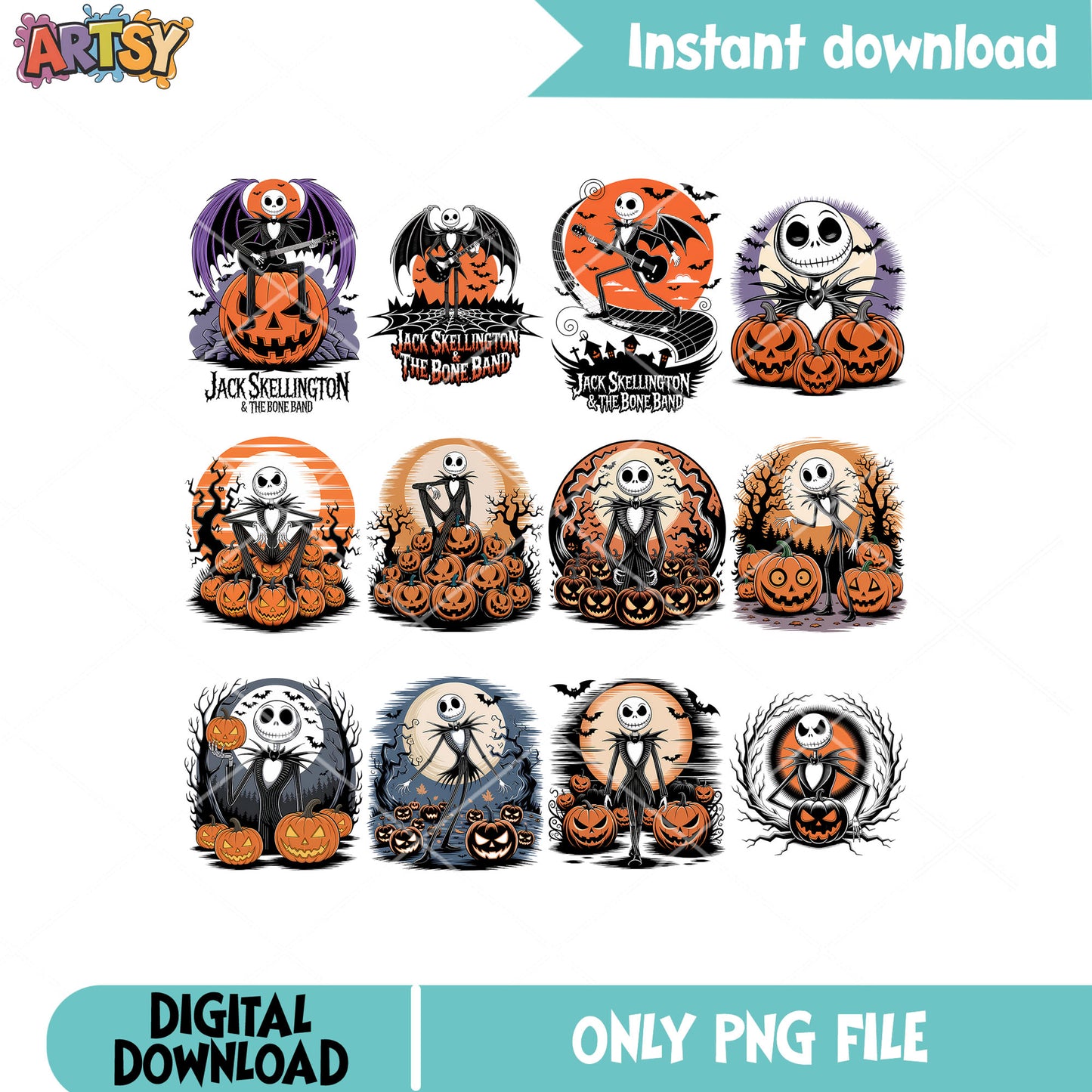 Jack and pumpkin png bundle, halloween pumpkin png, jack nightmare png