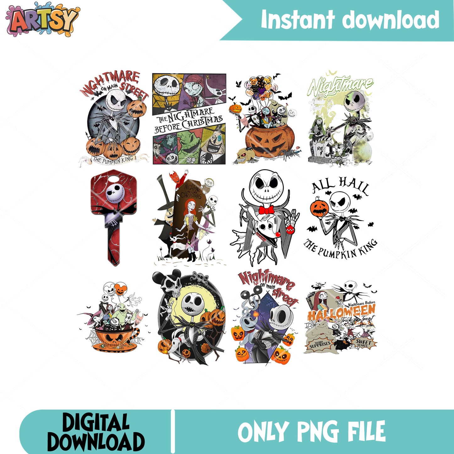 Jack nightmare street png bundle, jack nightmare png, jack skellington png