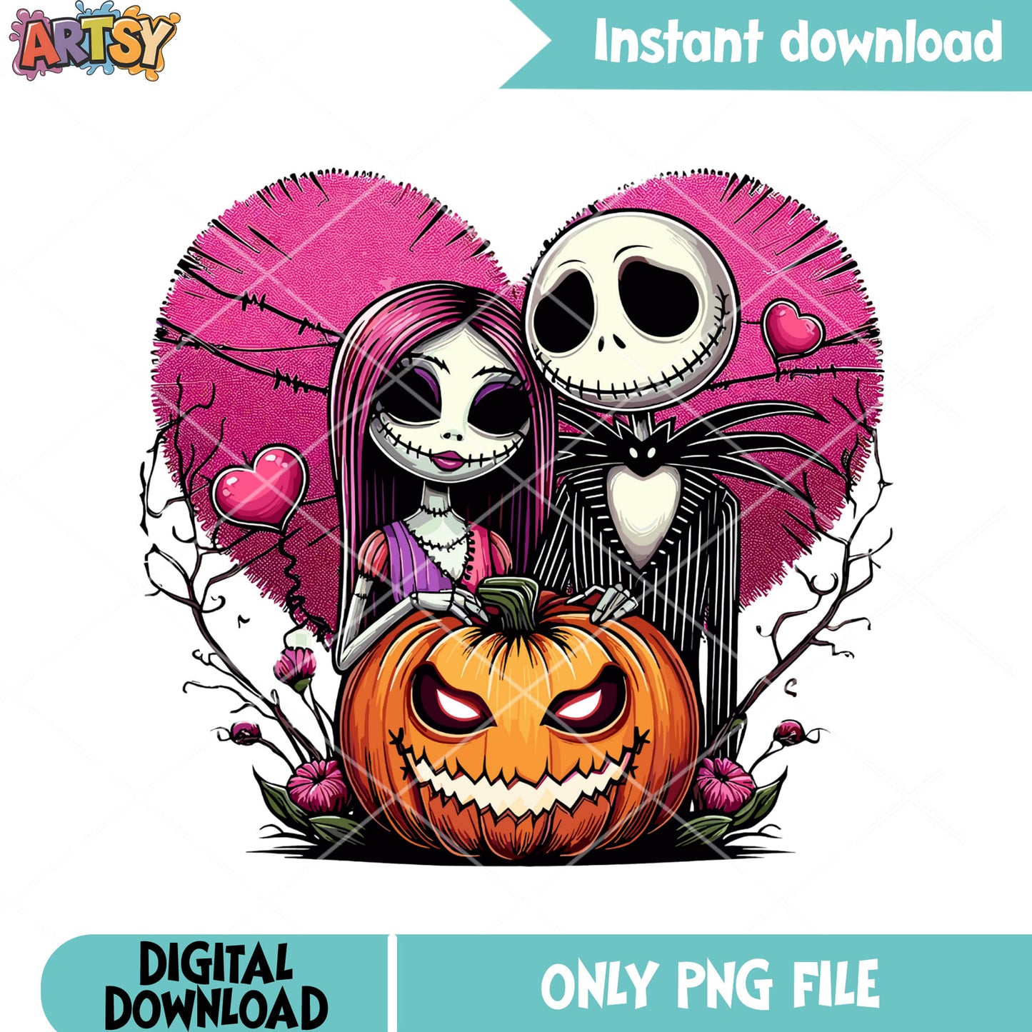 Jack skelington png, wicker pumpkin png, spooky halloween png
