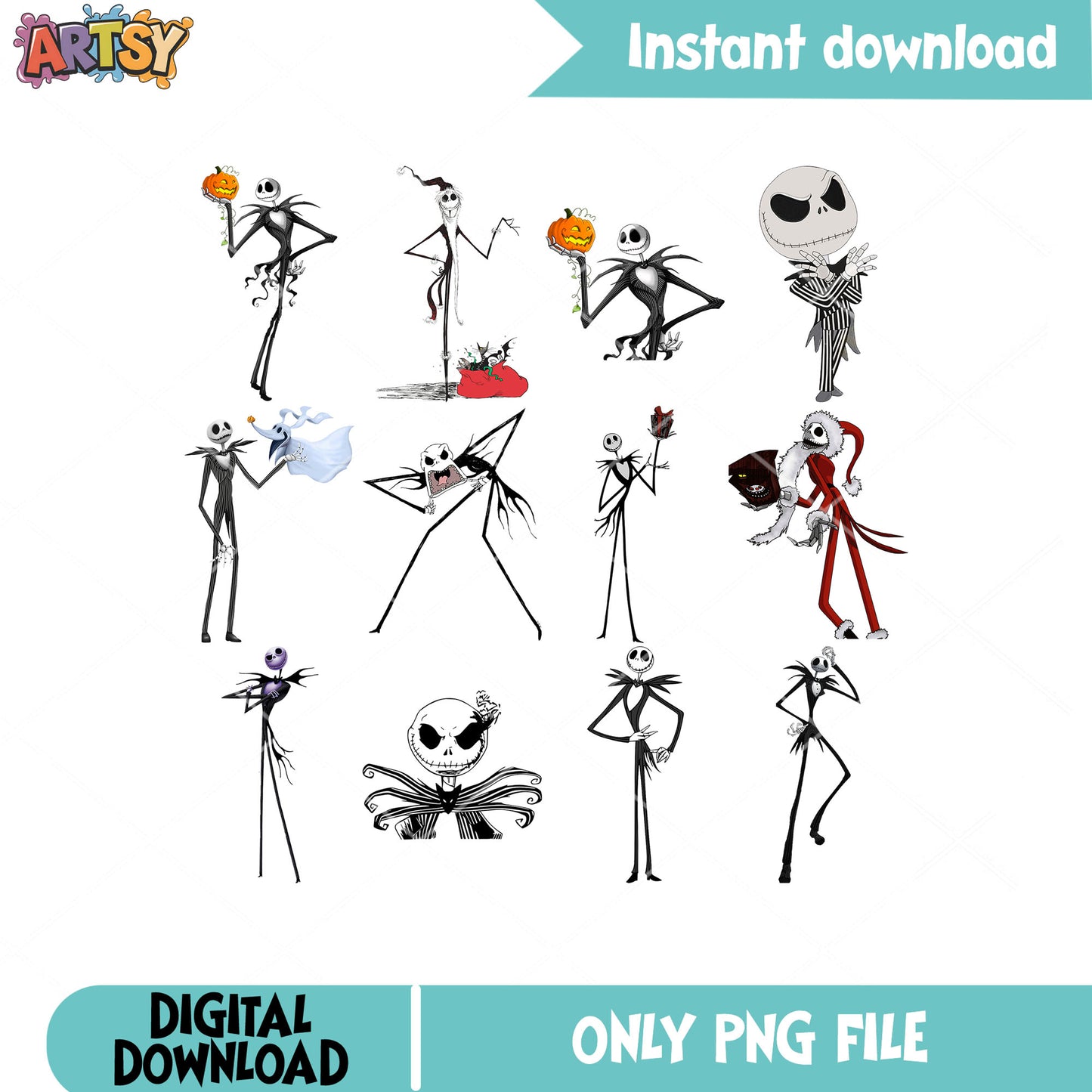 Jack skellington png bundle, nightmare before christmas png, jack halloween png