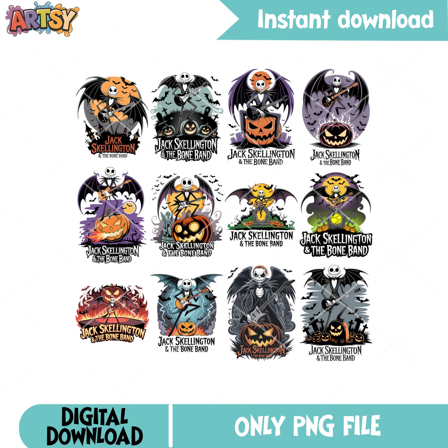 Jack the bone band png bundle, halloween pumpkin png, jack nightmare png
