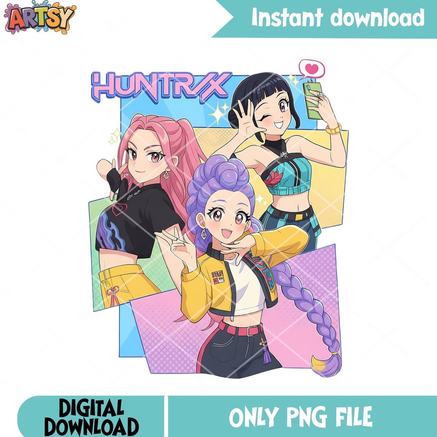 Japanese huntrix anime png, huntrix movie png, kpop movie png
