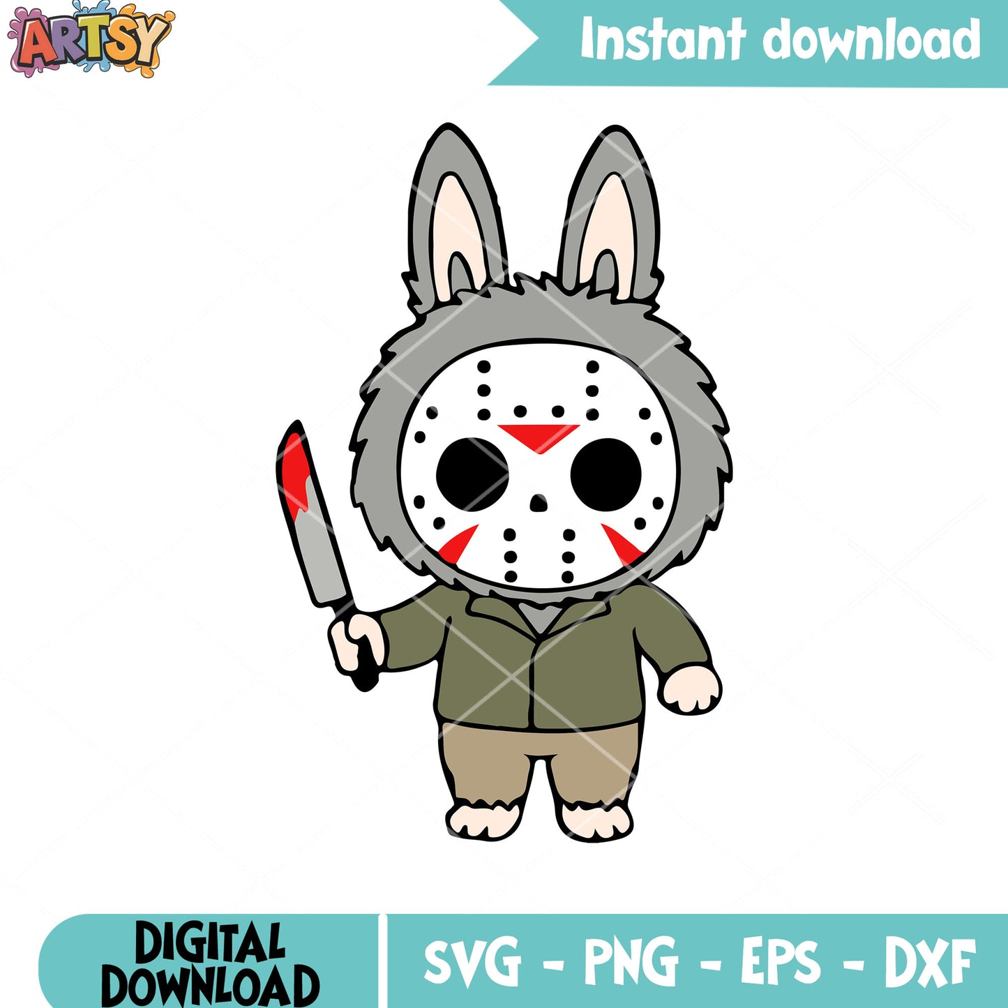 Jason horror labubu svg, labubu halloween svg, labubu costume svg