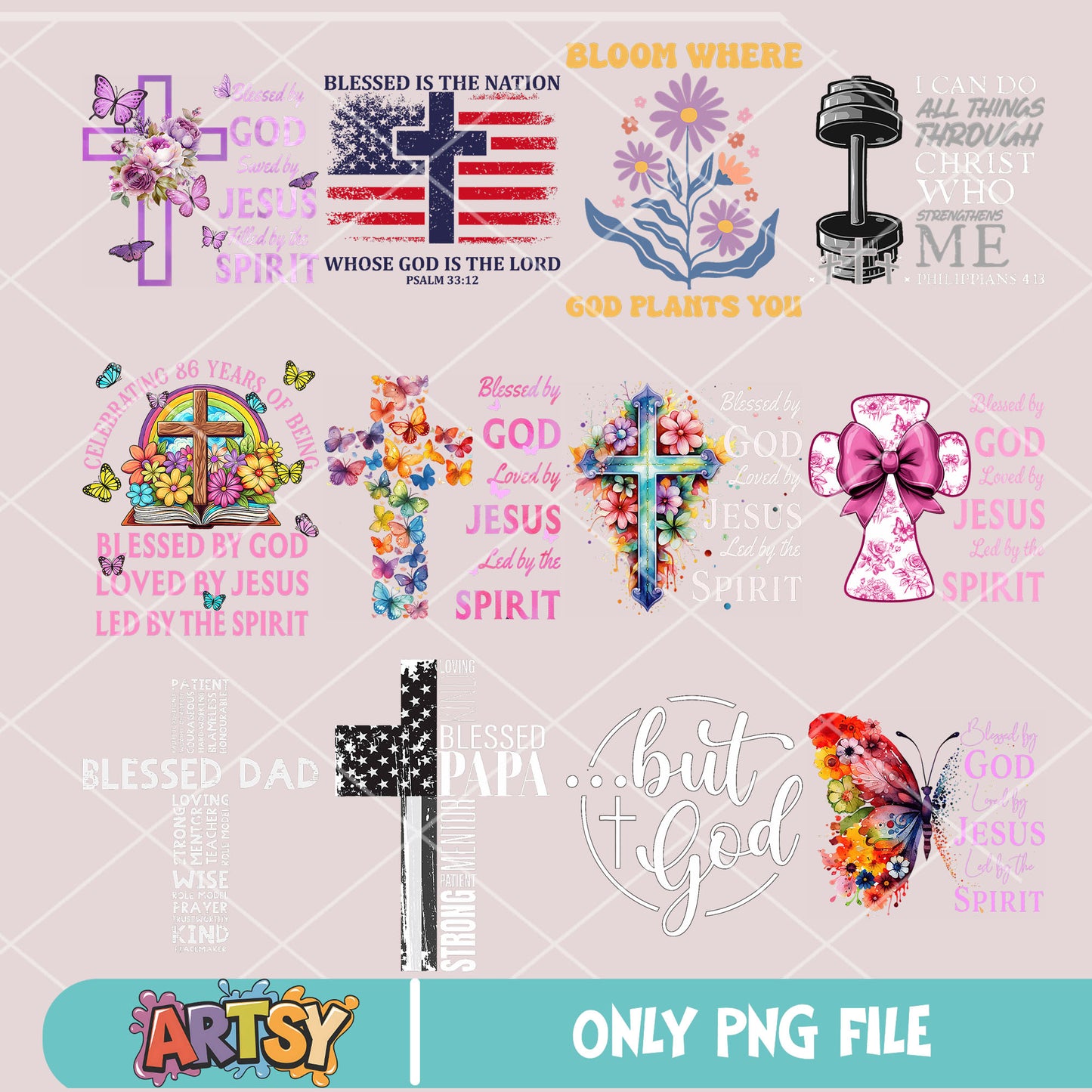 Jesus god blessed png bundle, jesus blessed png, jesus quotes png