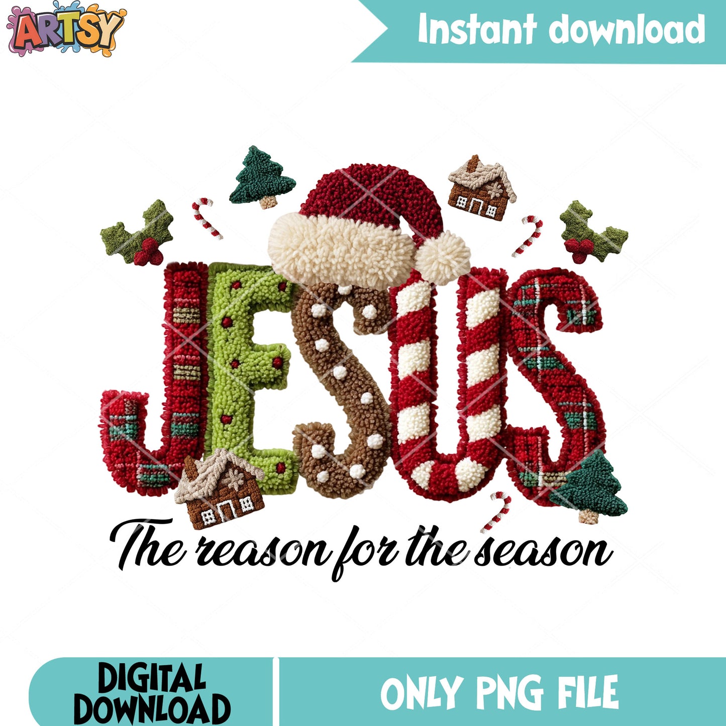Jesus the reason for the season png, jesus christ png, santa hat png