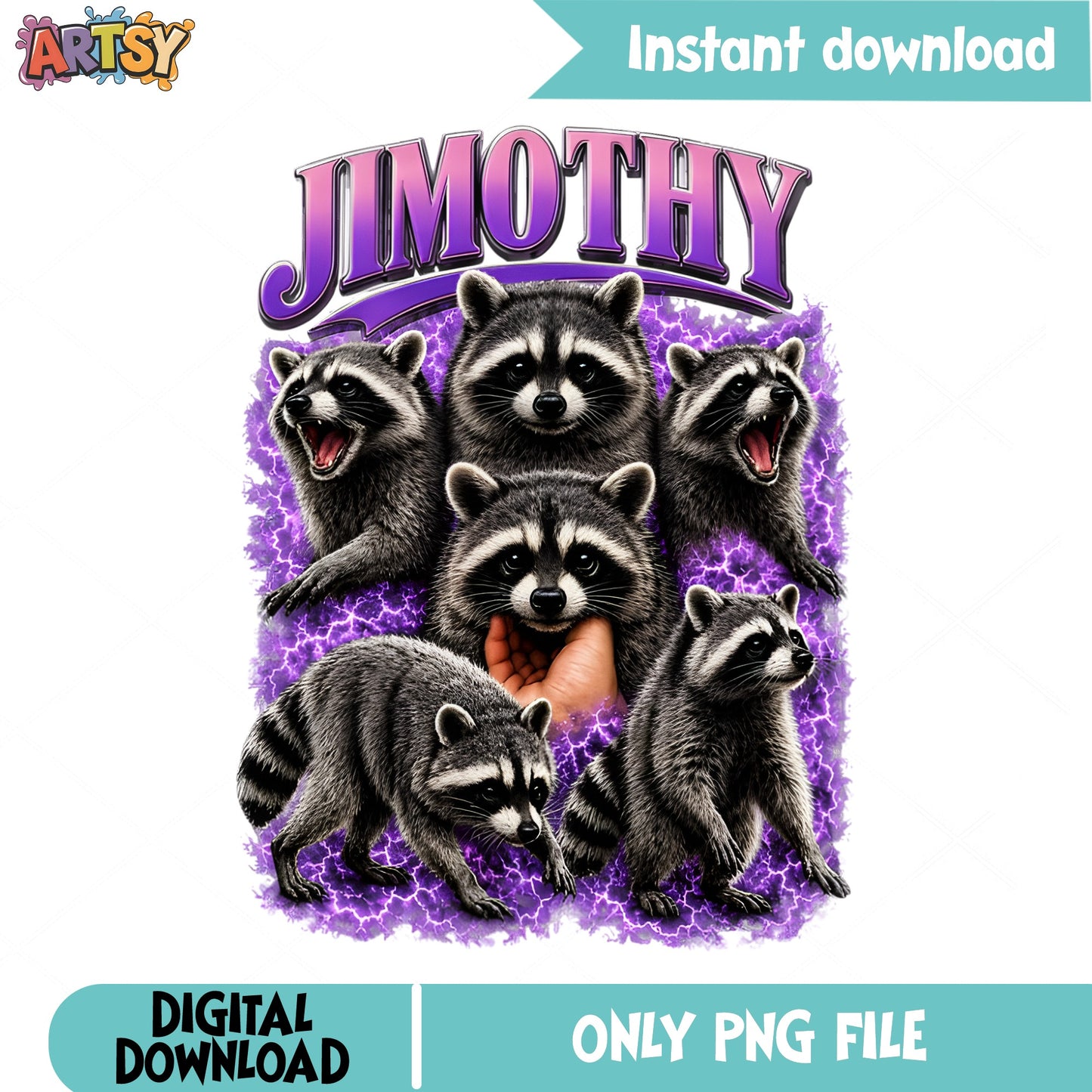 Jimothy Raccoon Vintage Bootleg PNG, Funny Raccoon PNG, Shirt Design PNG