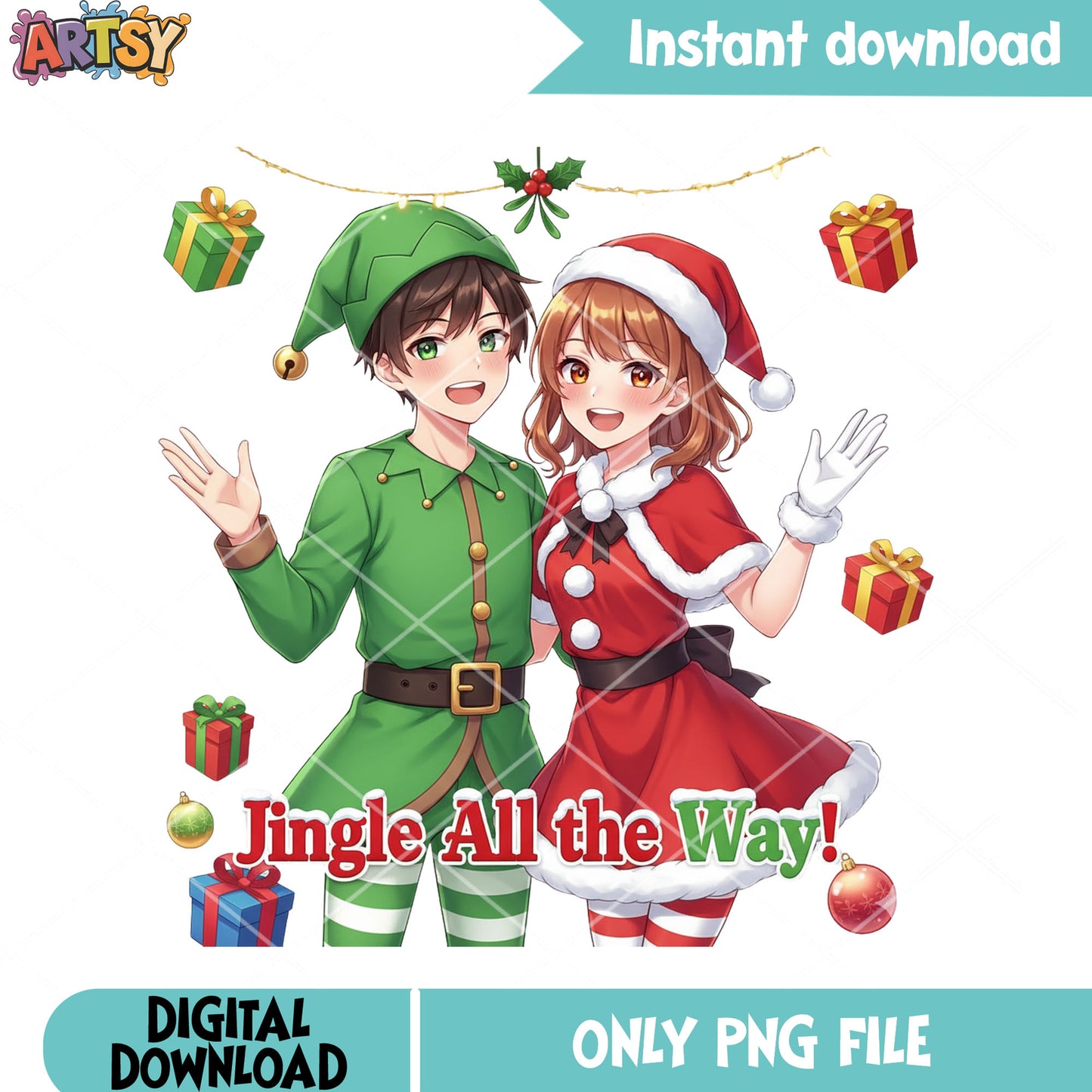 Jingle all the way png, merry christmas png, holly berriea leaves png