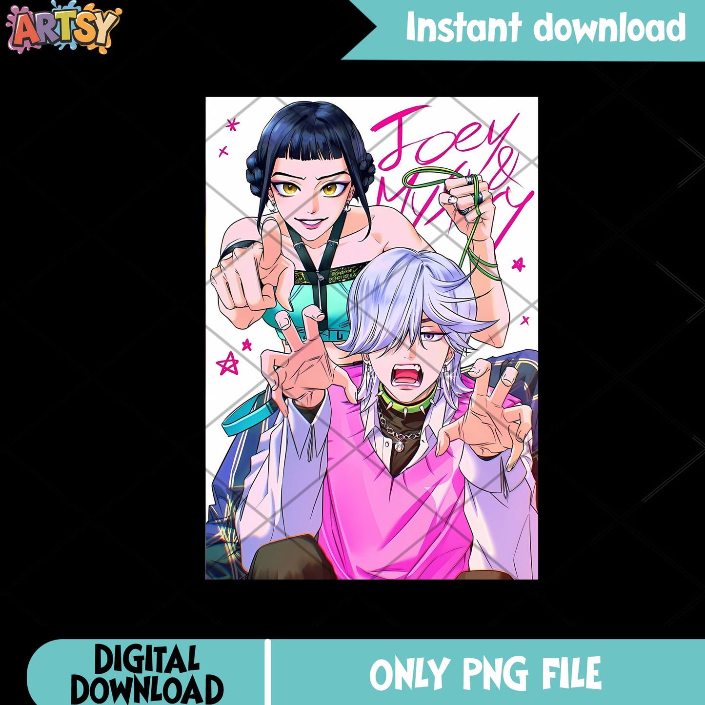 Joey and mystery kpop png, kpop demon hunters png, halloween costume png