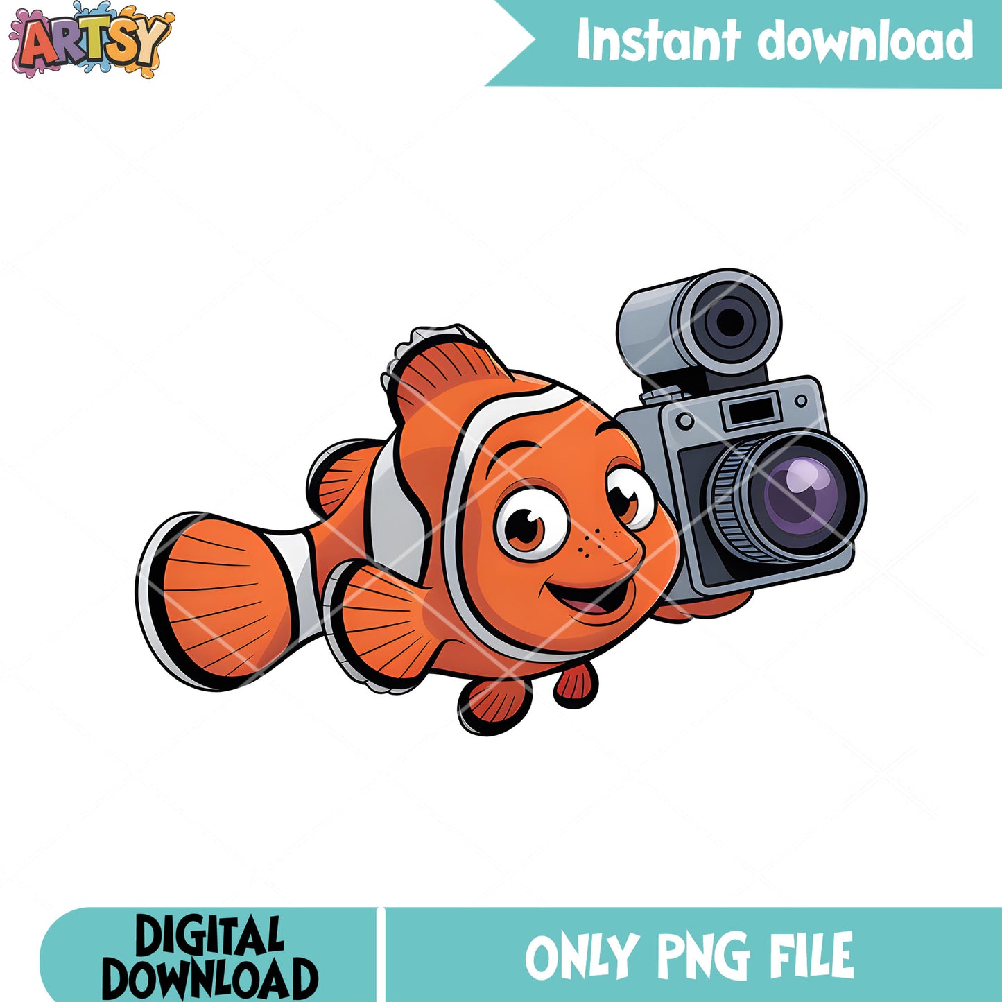 Journalist marlin disney png, disney sticker png, disney marlin png