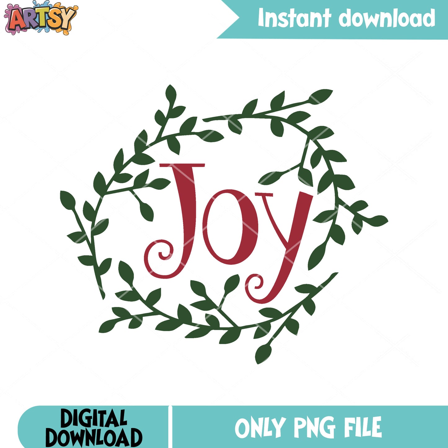 Joy love christmas png, xmas decorations png, christmas wreath png
