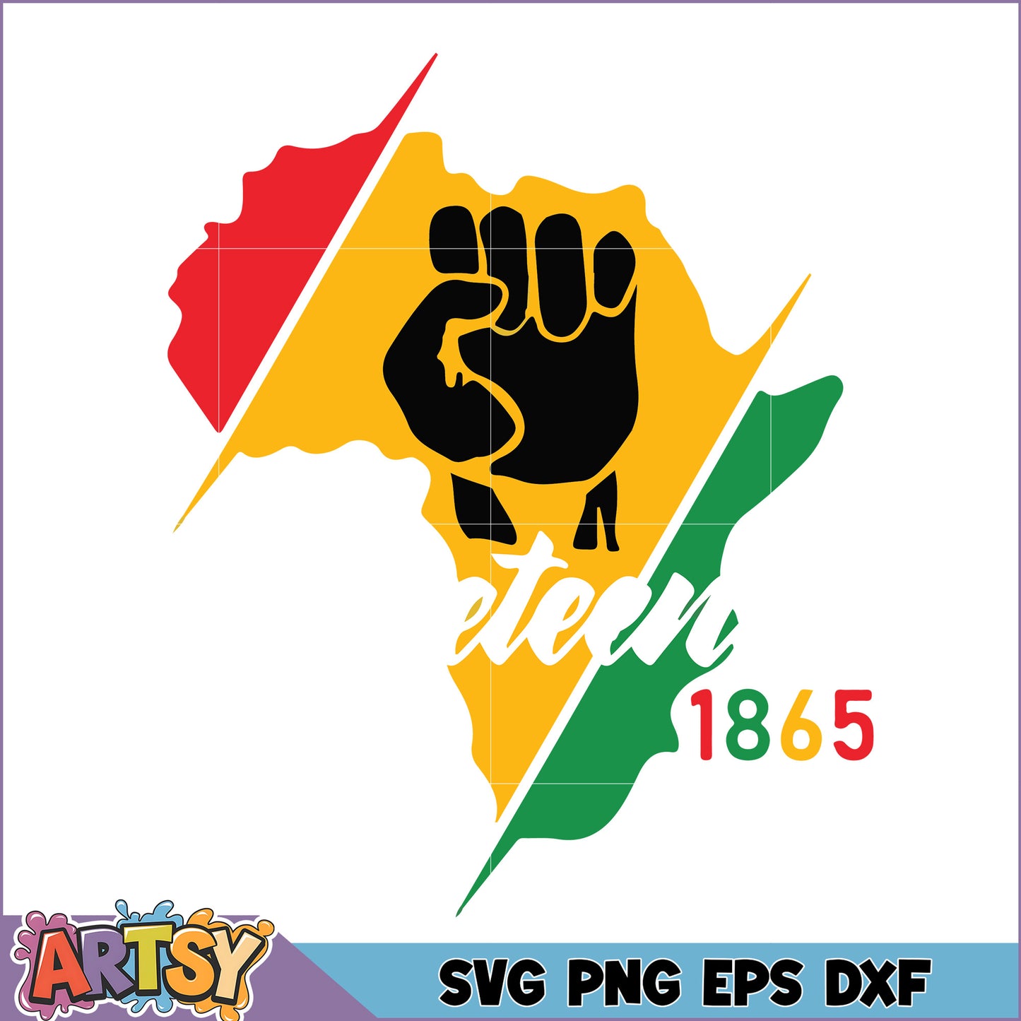 Juneteenth 1865 SVG Fist & African Map