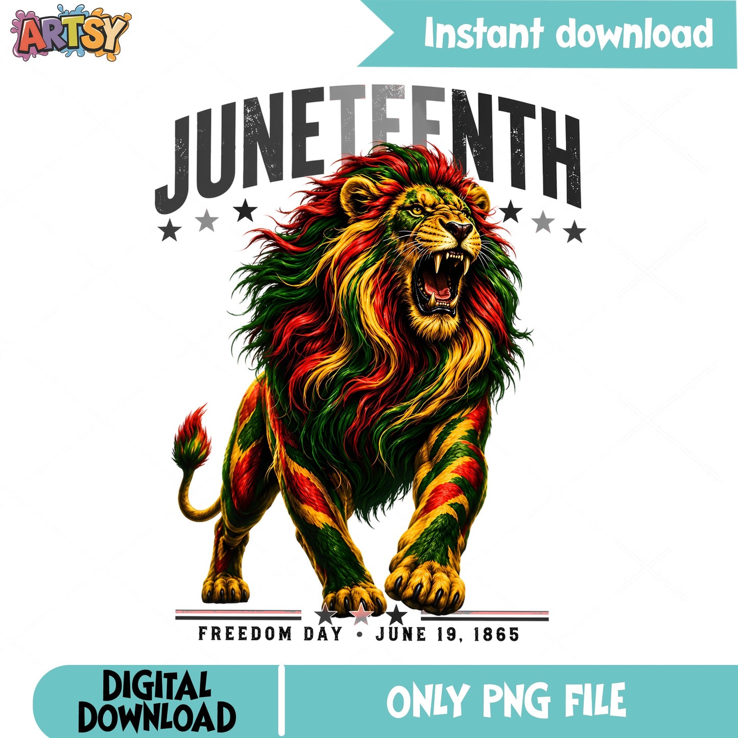 Juneteenth Lion PNG, Freedom Day June 19 PNG, Black History PNG