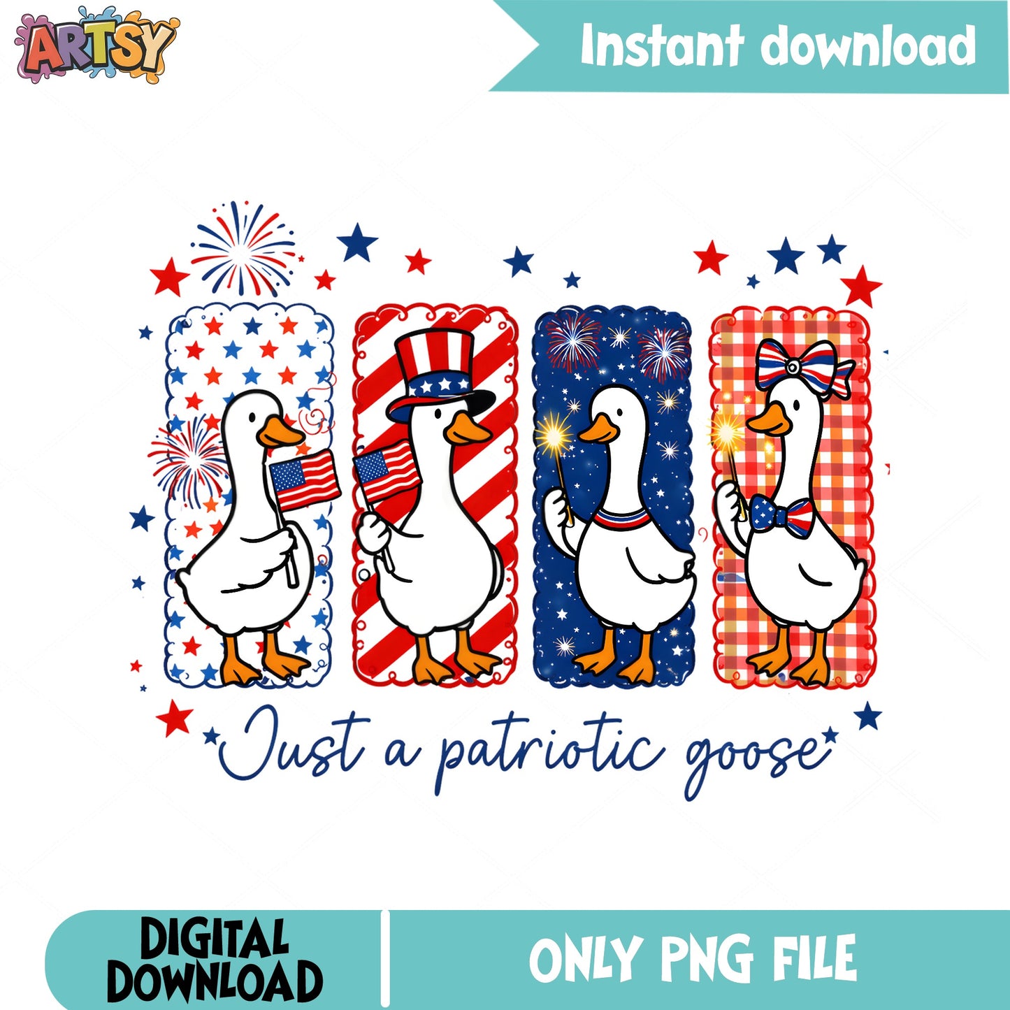 Just A Patriotic Goose PNG, 4th Of July Goose PNG, Funny Duck PNG