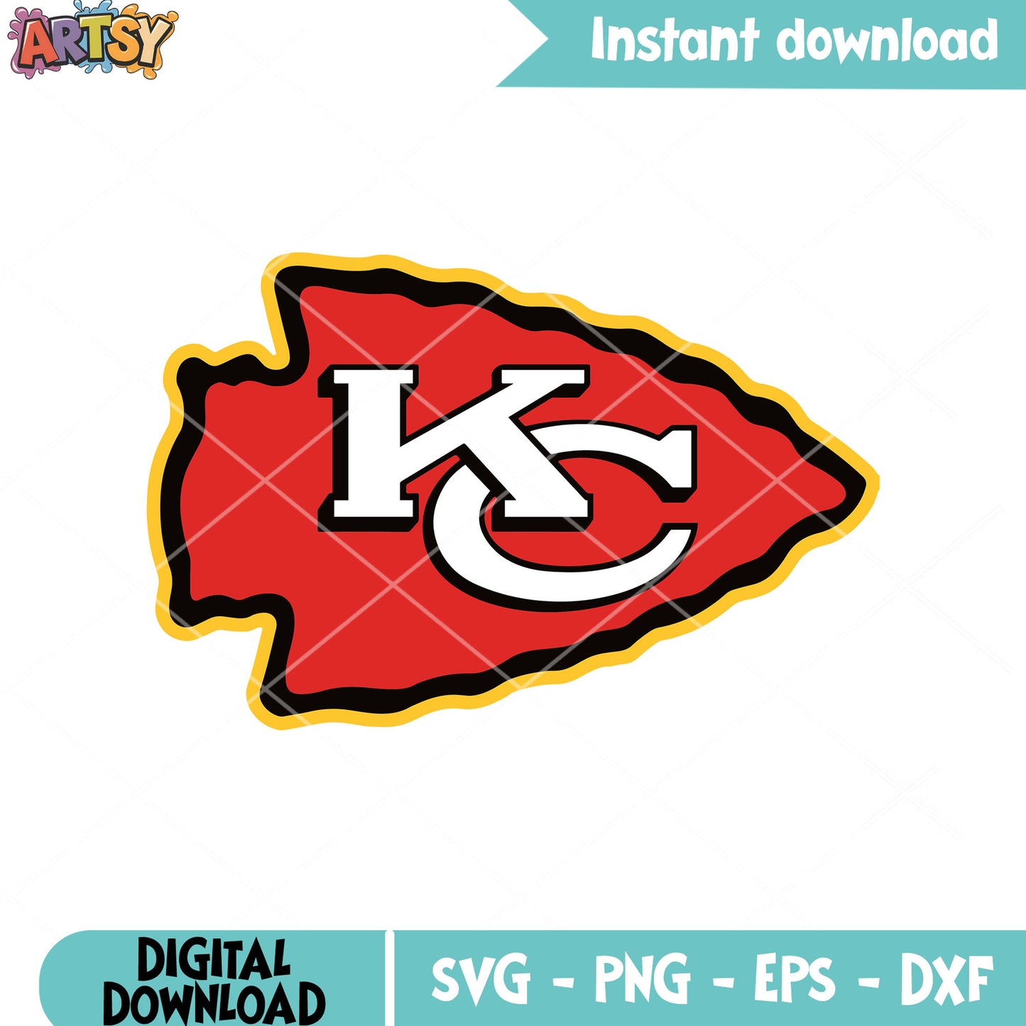 KC red logo nfl football team svg, kc chiefs svg, nfl logo svg