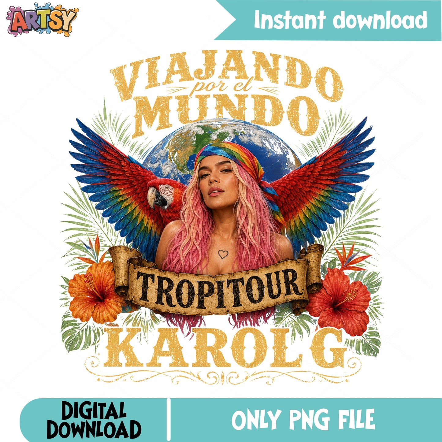 Karol G Tropitour PNG, Viajando Por El Mundo PNG, Concert Tour PNG