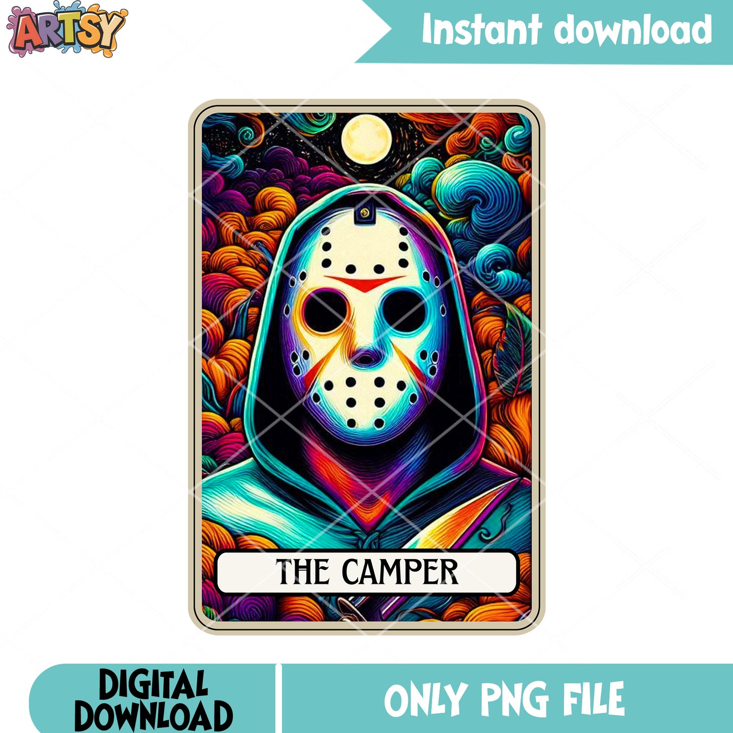 Killer camper Jason png, mystical card png, Friday the 13th png
