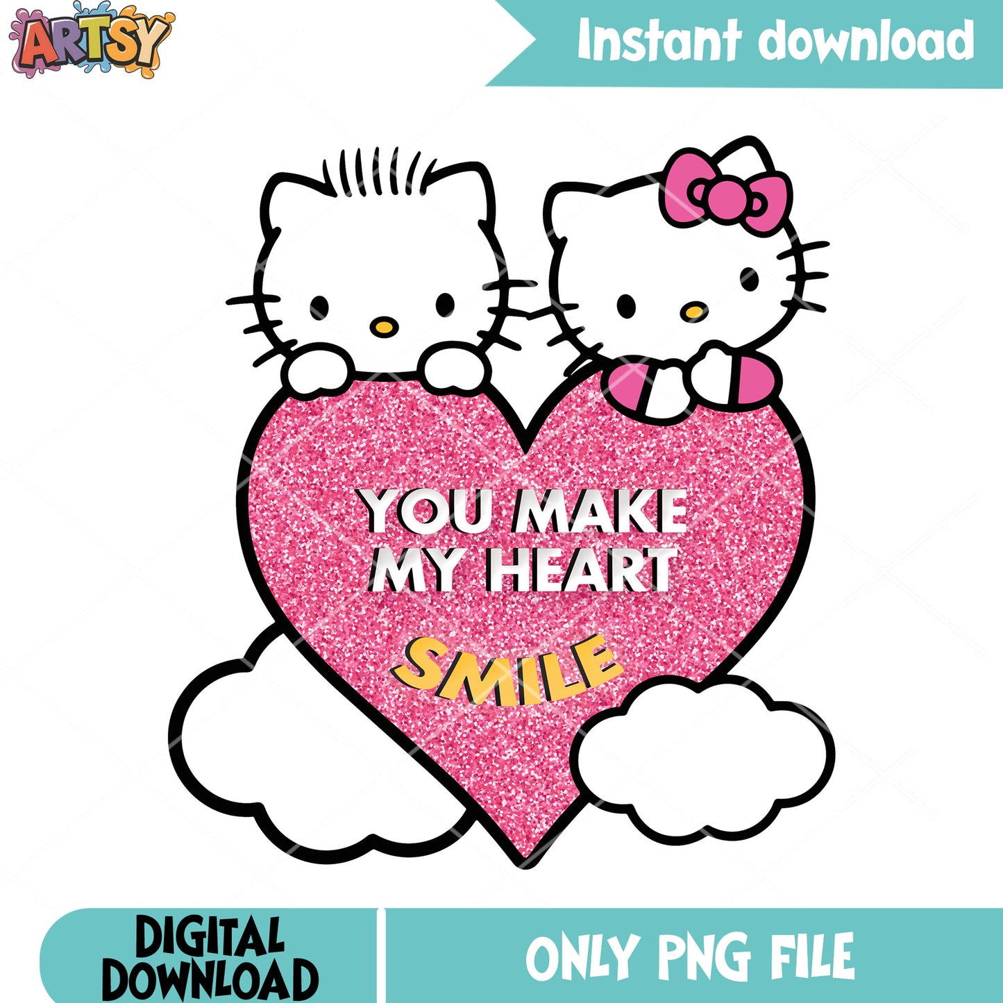Kitty love and smile png, valentine couple png, valentine gifts png