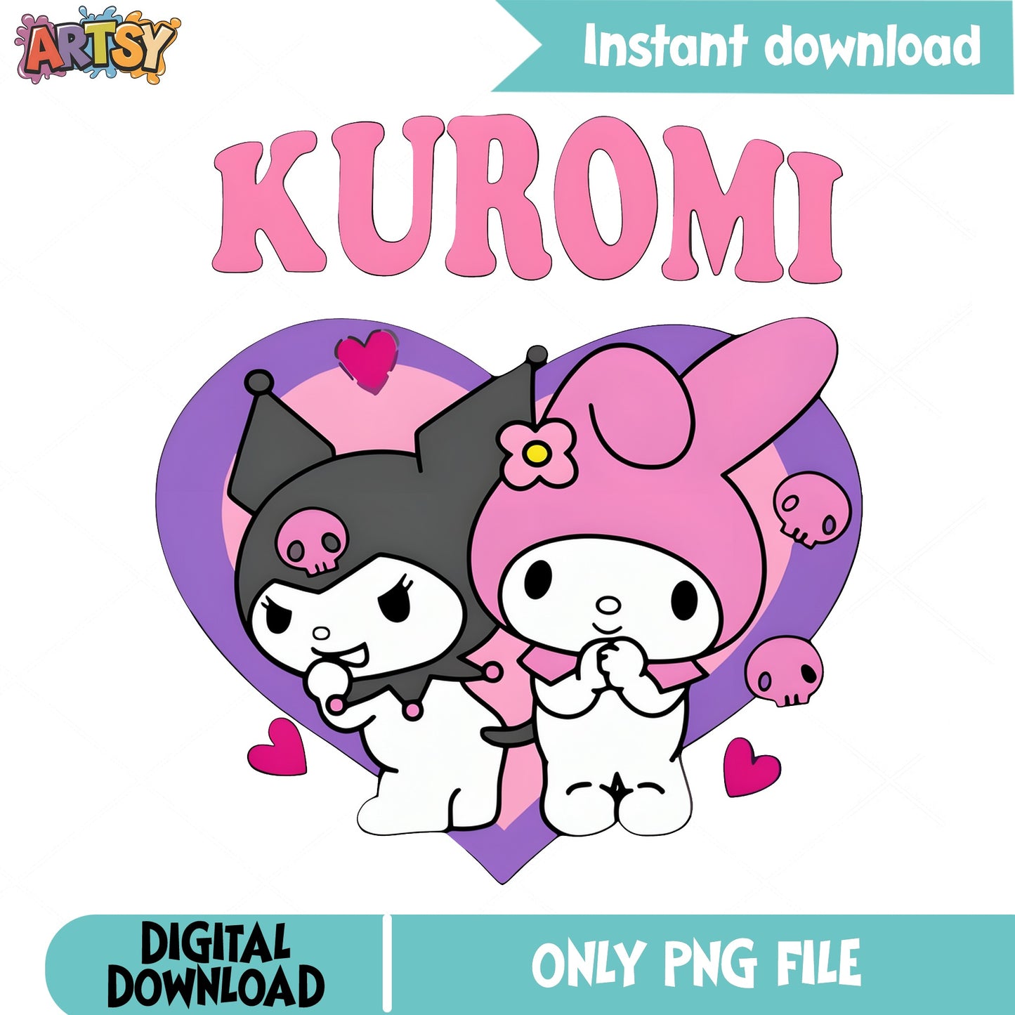 Kuromi And My Melody PNG, Sanrio Friends PNG, Cute Kawaii PNG