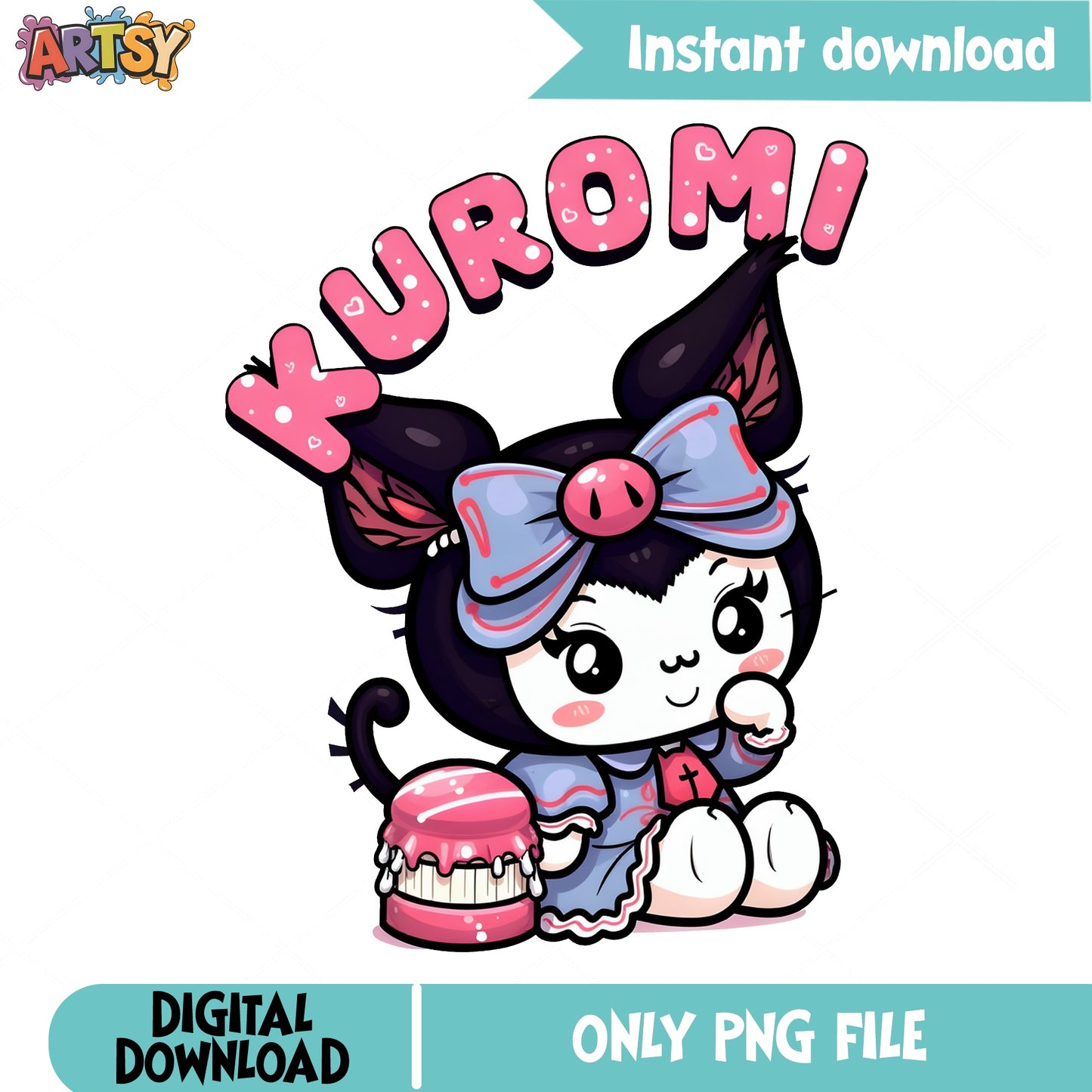 Kuromi Cute Kawaii PNG, Sanrio Character PNG, Clipart PNG