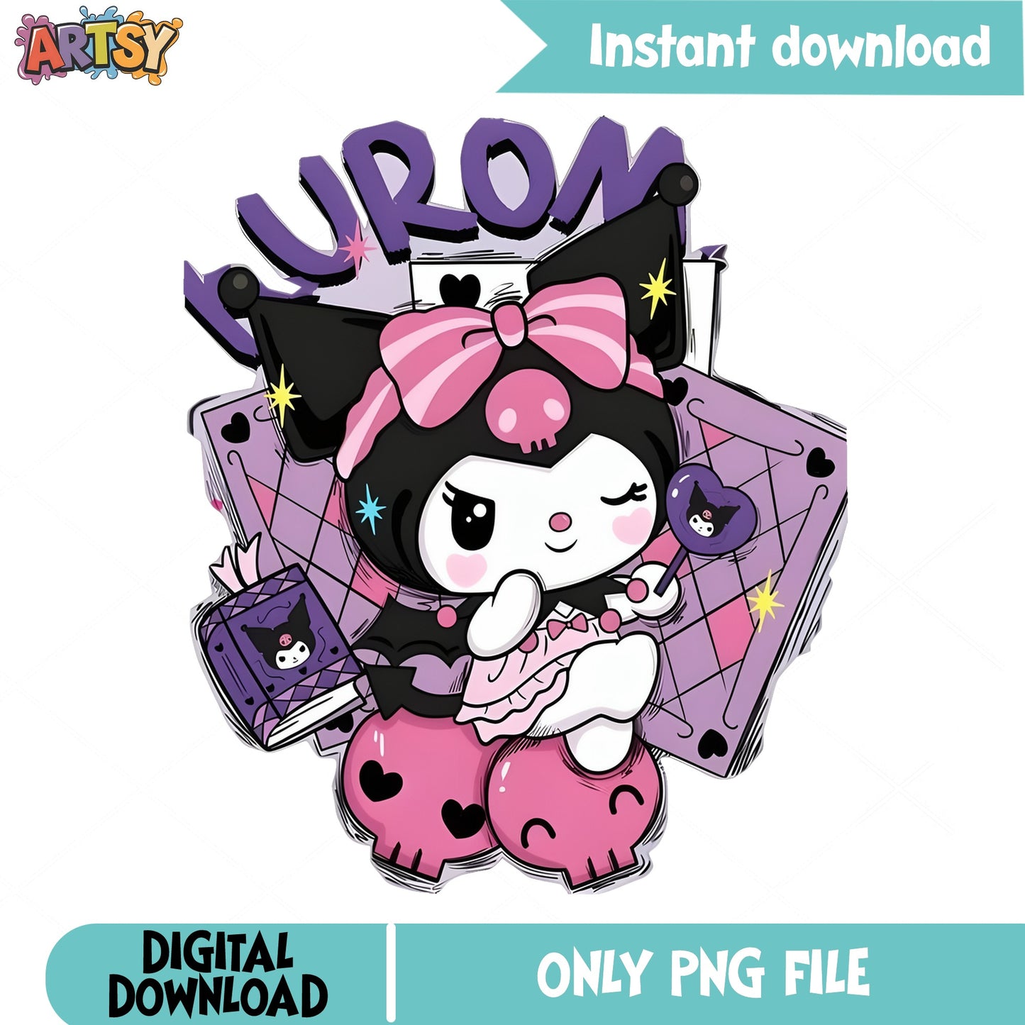 Kuromi Sanrio PNG, Cute Kawaii Kuromi Clipart, Sanrio PNG