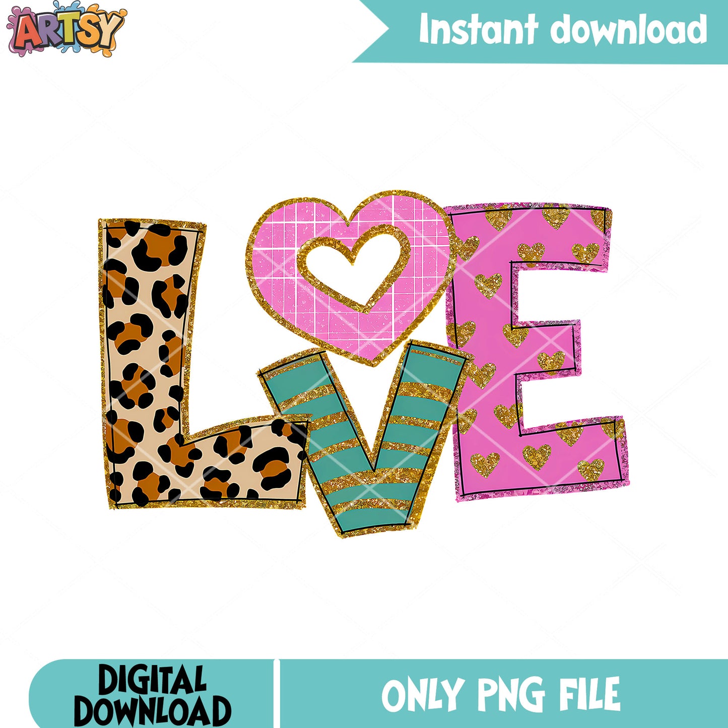 L O V E poster valentine png, valentines heart png, valentines vibes png