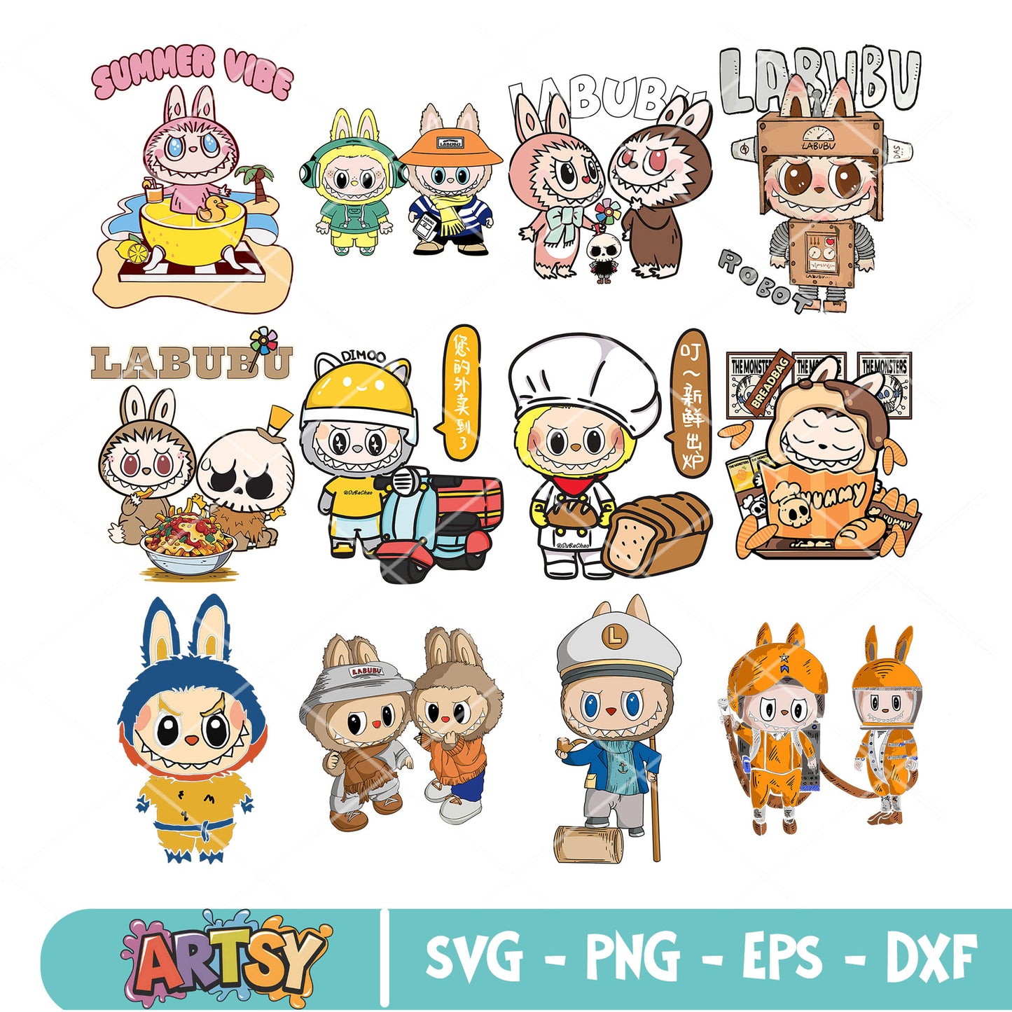 Labubu cute monster svg bundle, pop mart labubu svg, labubu near me svg