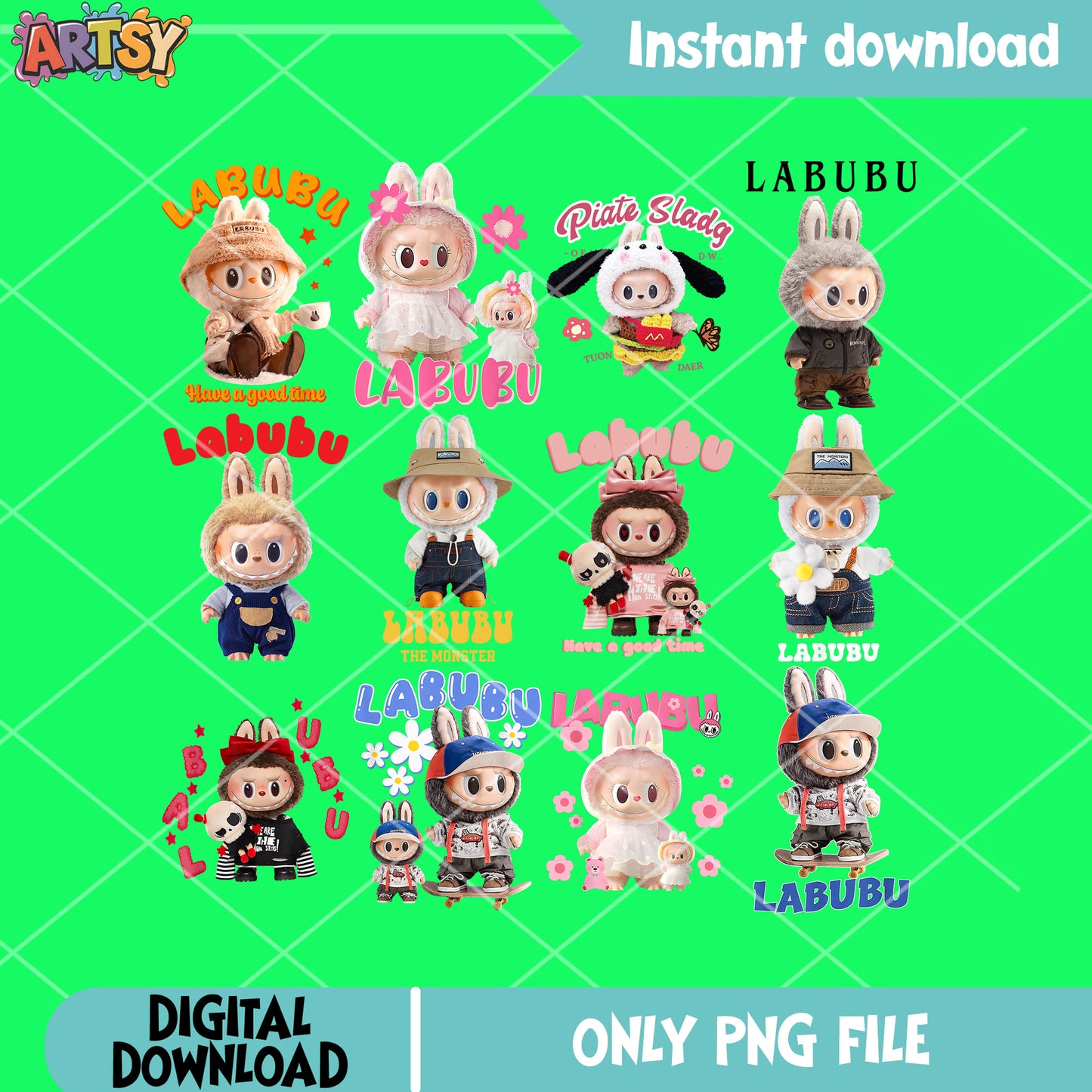 Labubu dolls 3d png bundle, labubu popmart png, labubu near me png