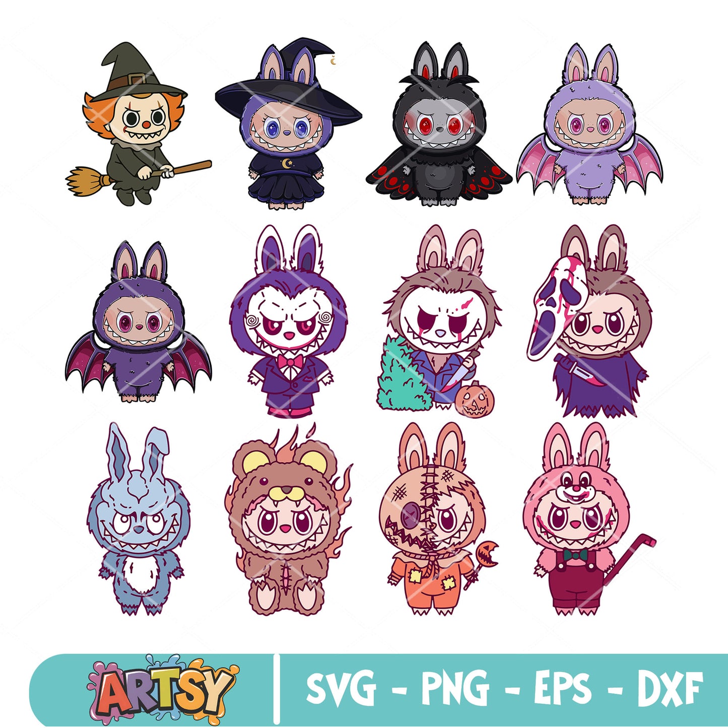 Labubu evil costume svg bundle, halloween labubu svg, labubu custome svg