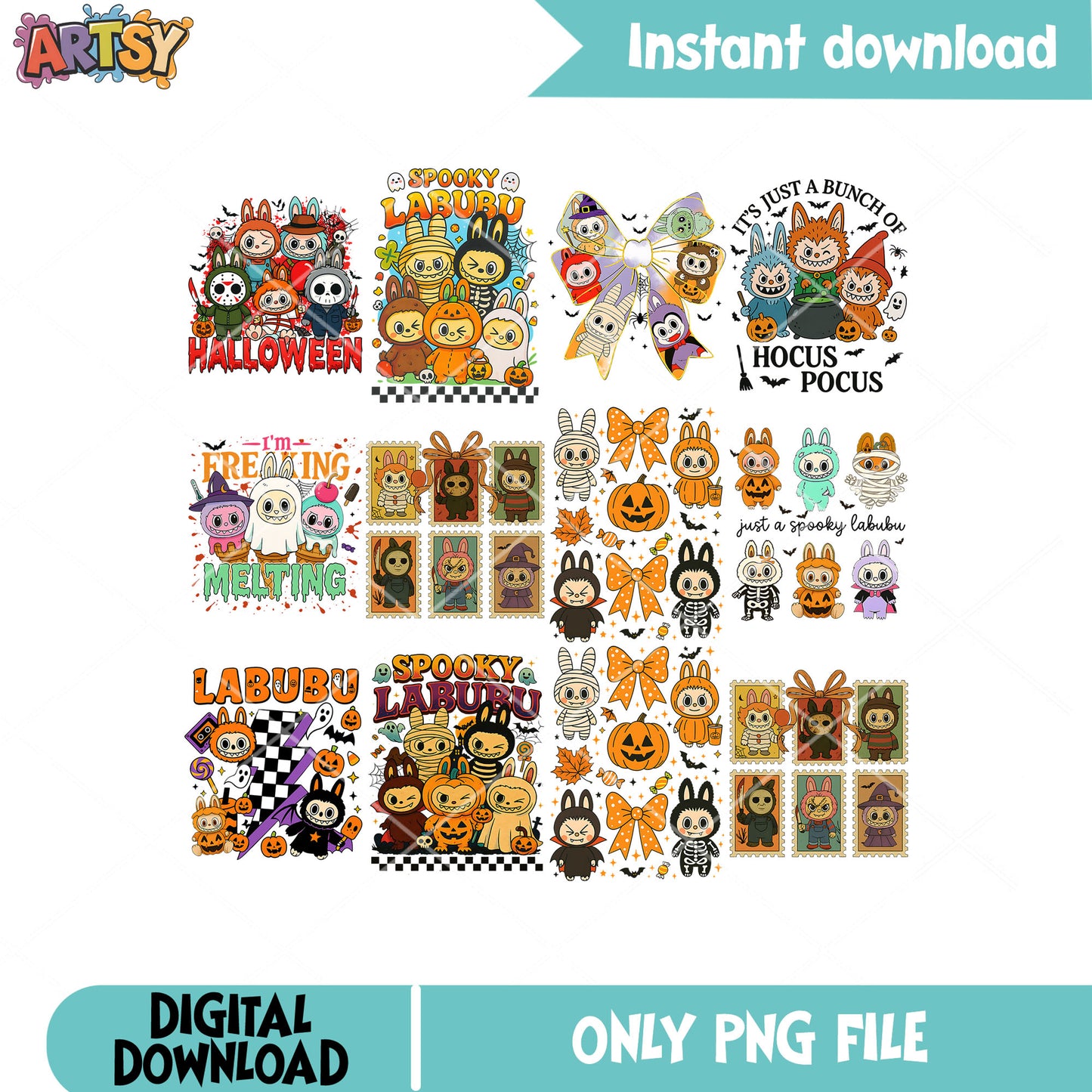 Labubu halloween png bundle, labubu halloween png, labubu cute png