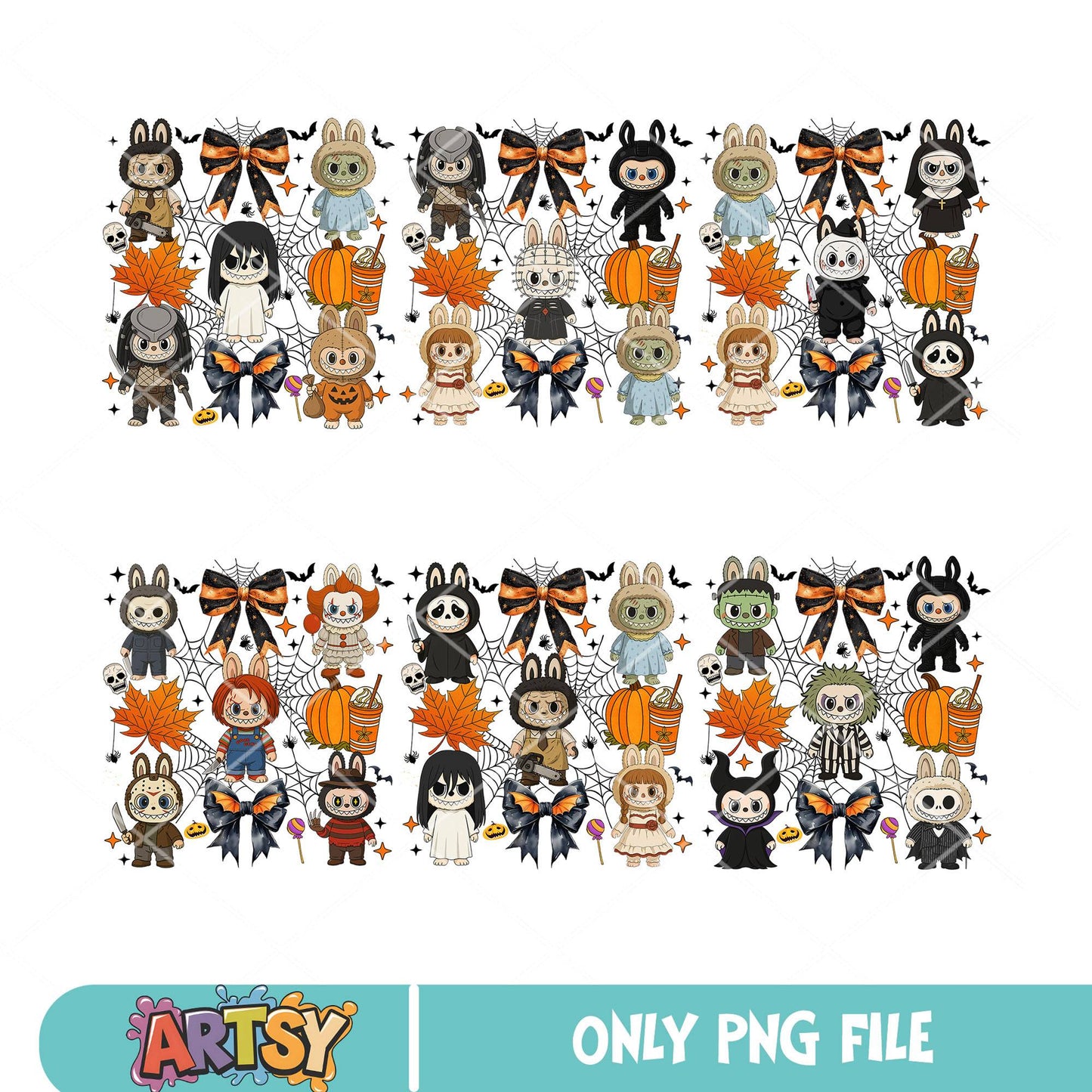 Labubu horror movies png bundle, labubu halloween png, labubu costume png