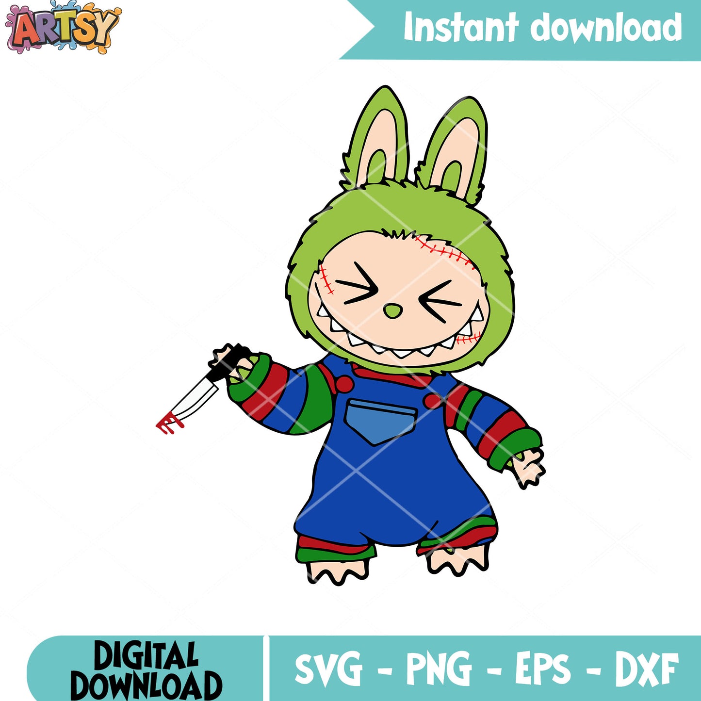 Labubu killer crazy svg, horror labubu svg, labubu popmart svg