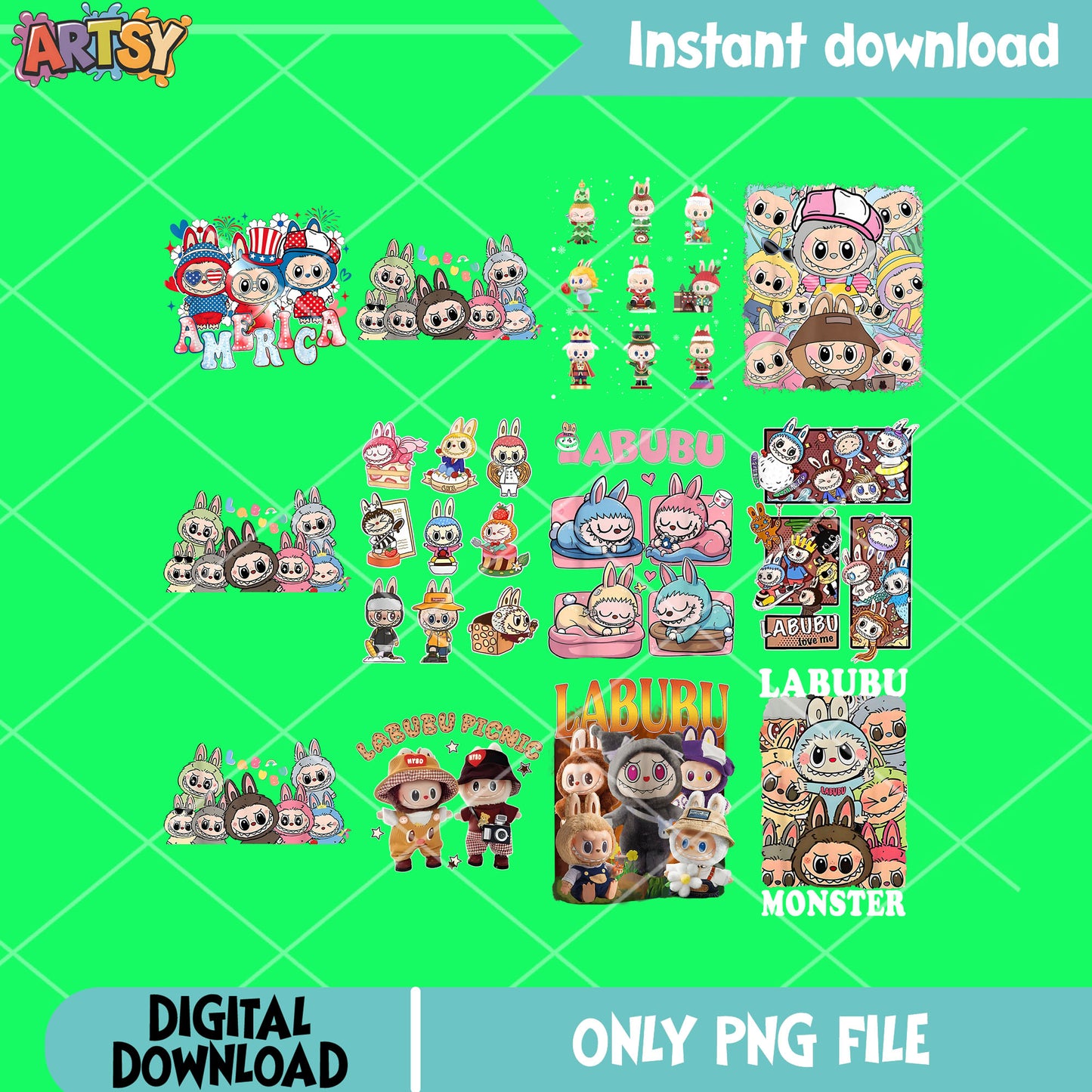 Labubu monster doll png bundle, pop mart labubu png, labubu near me png