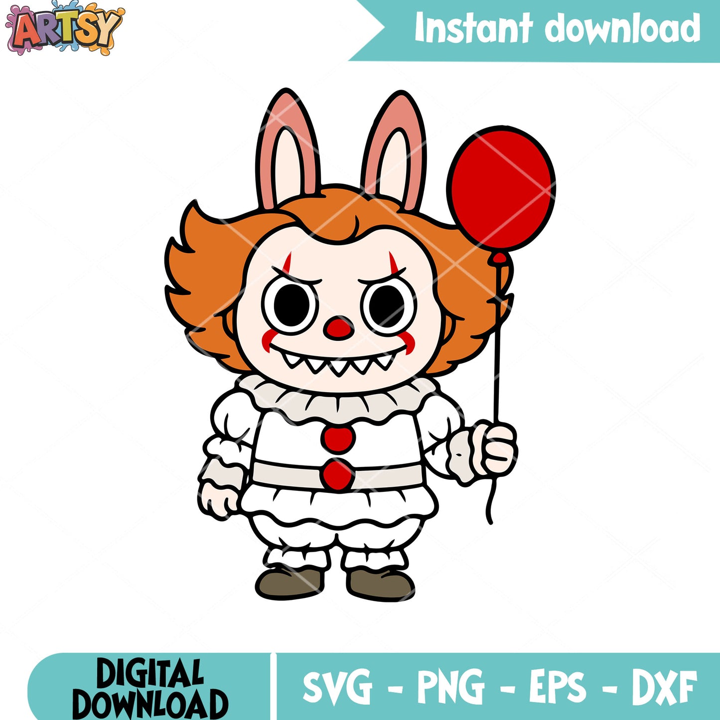 Labubu pennywise svg, pennywise costume svg, labubu popmart svg