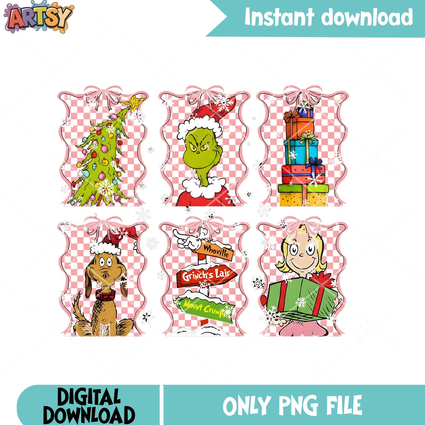 Laiir of grinch cute dog png, Christmas present png, christmas tree png