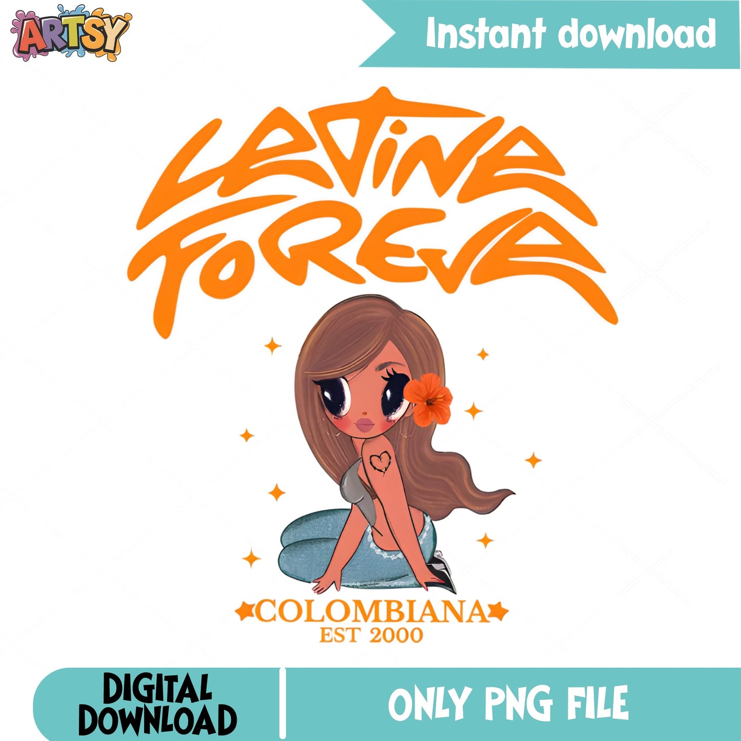 Latina Forever Colombiana PNG, Latina Girl PNG, Colombian PNG