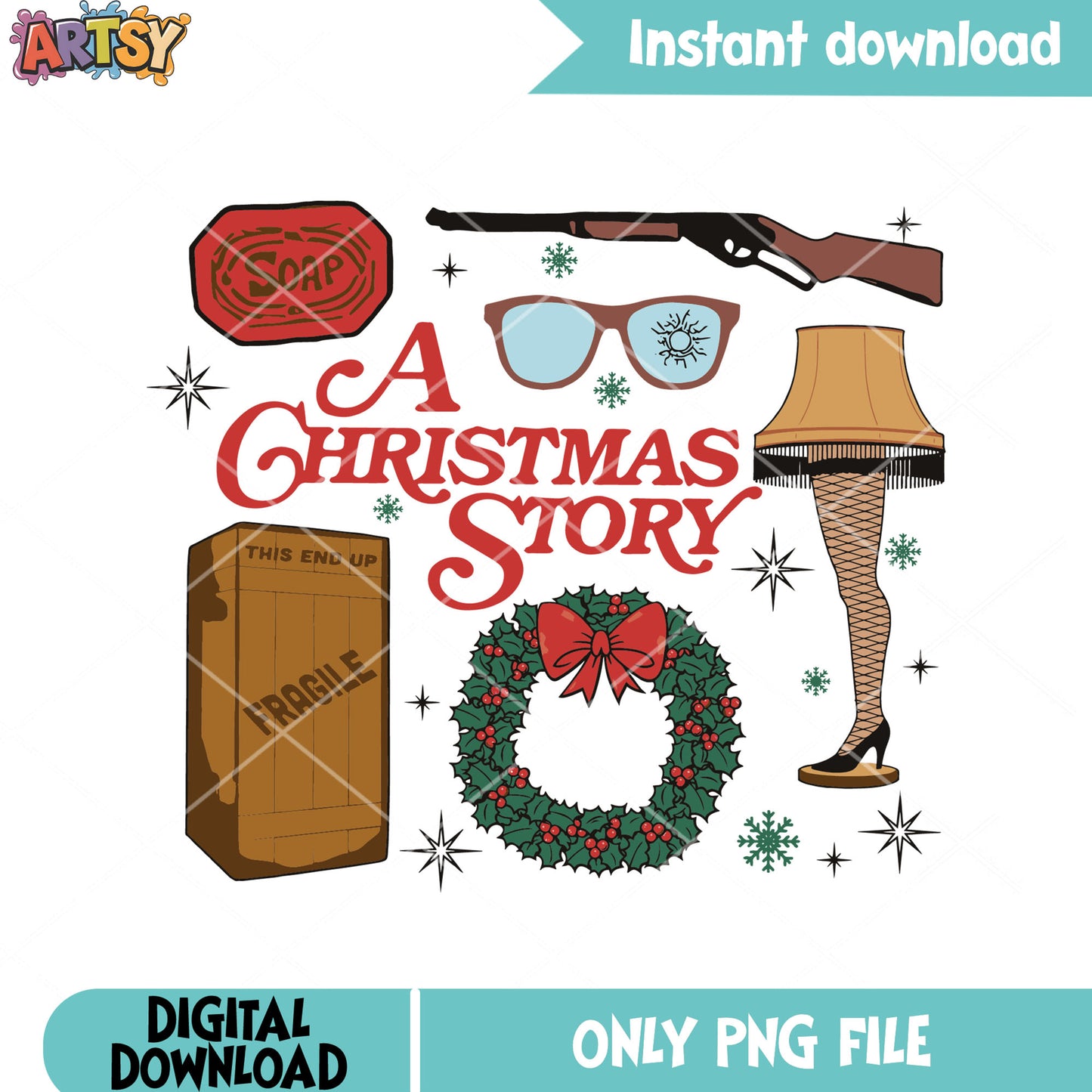 Leg lamp and christmas png, a christmas story png, christmas movies png