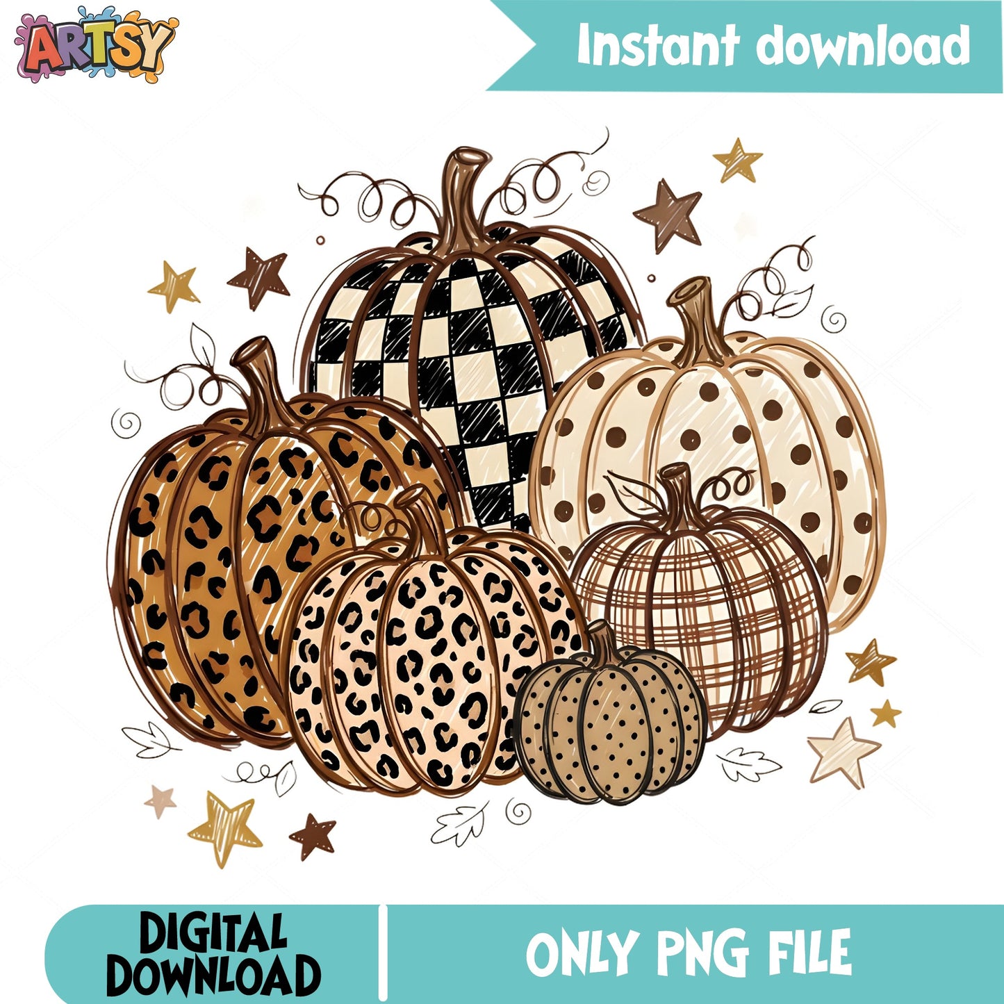 Leopard Print Pumpkin PNG, Fall Halloween Pumpkin PNG, Autumn PNG