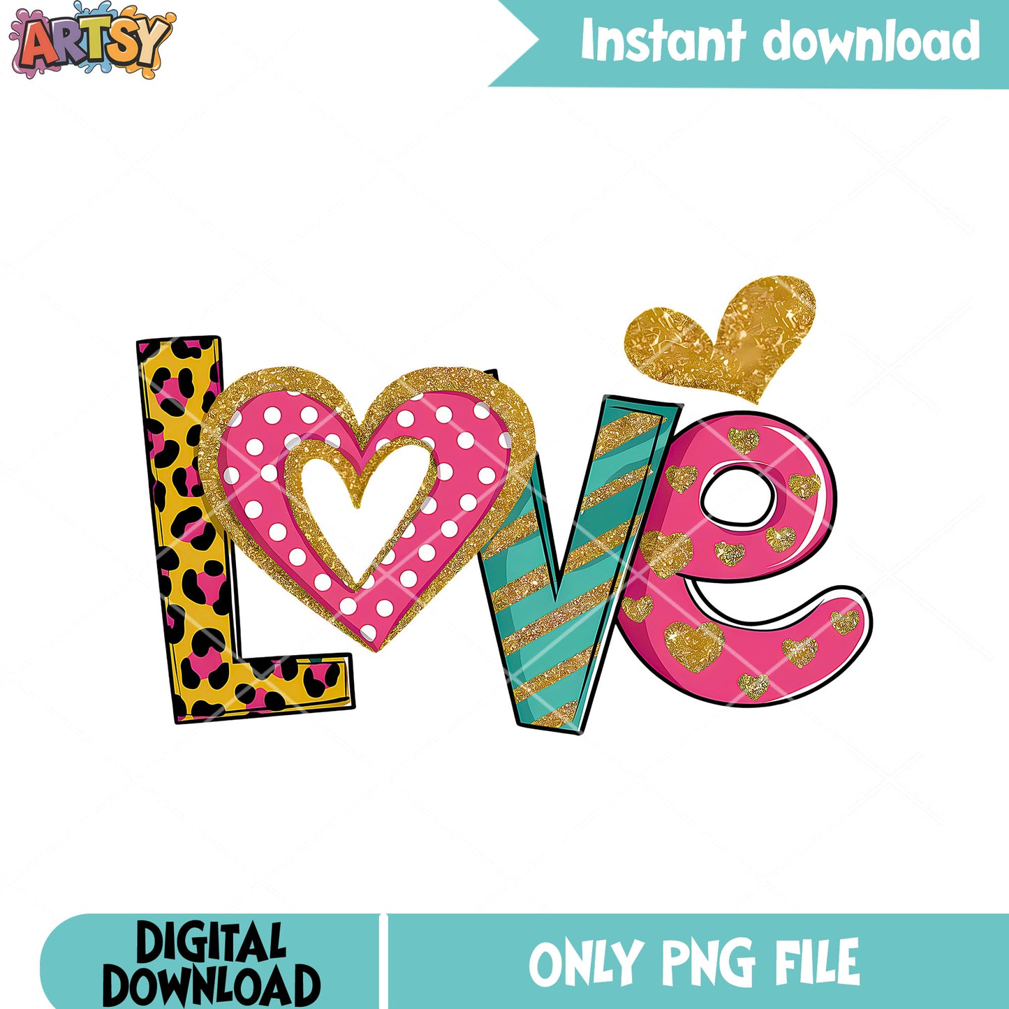 Leopard vibes poster png, valentines heart png, valentines vibes png