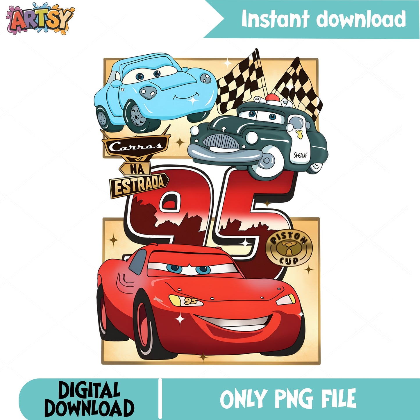 Lightning McQueen Cars Disney PNG, Pixar Cars 95 PNG, Racing PNG