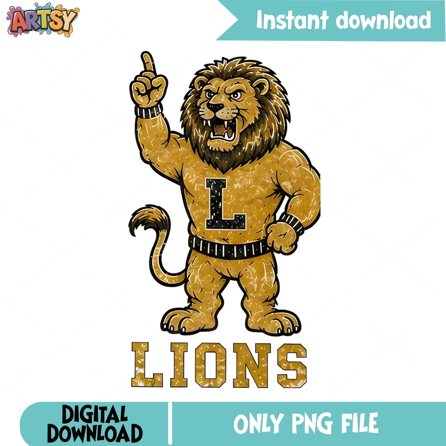 Lions Mascot PNG, School Spirit Team Shirt, Football PNG