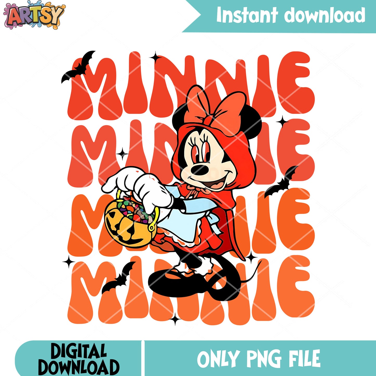 Little Red Riding Hood minnie png, wicker pumpkin png, red bow tie png