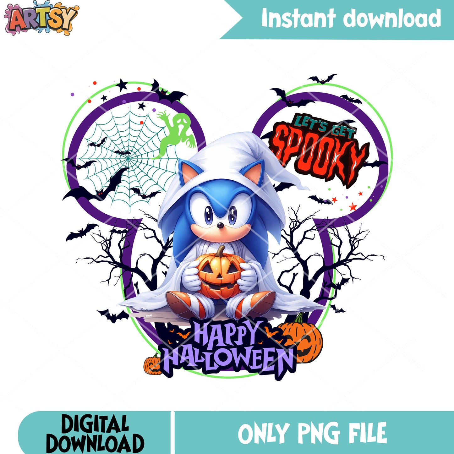 Little scary pumpkin png, sega halloween png, spooky forest png