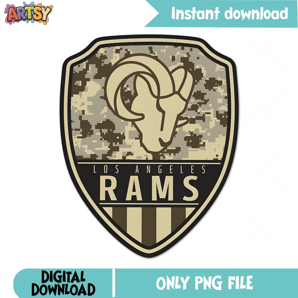 Los Angeles Rams Camo Shield PNG, NFL Football PNG, Military PNG